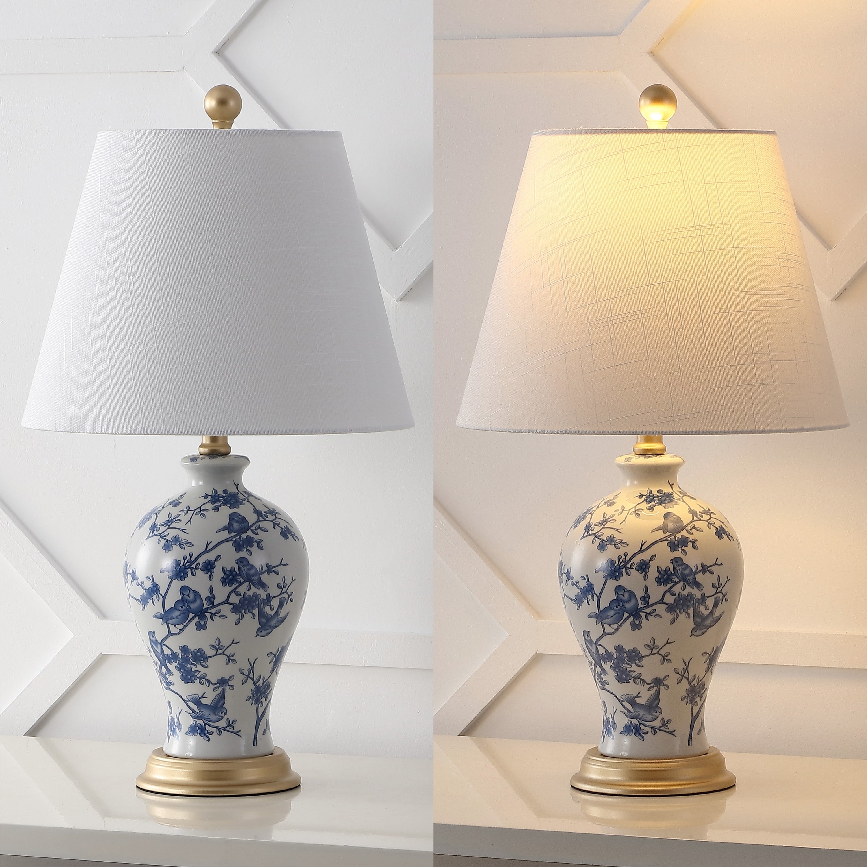 Grace 24 Floral LED Table Lamp, Multi/Brass by JONATHAN Y