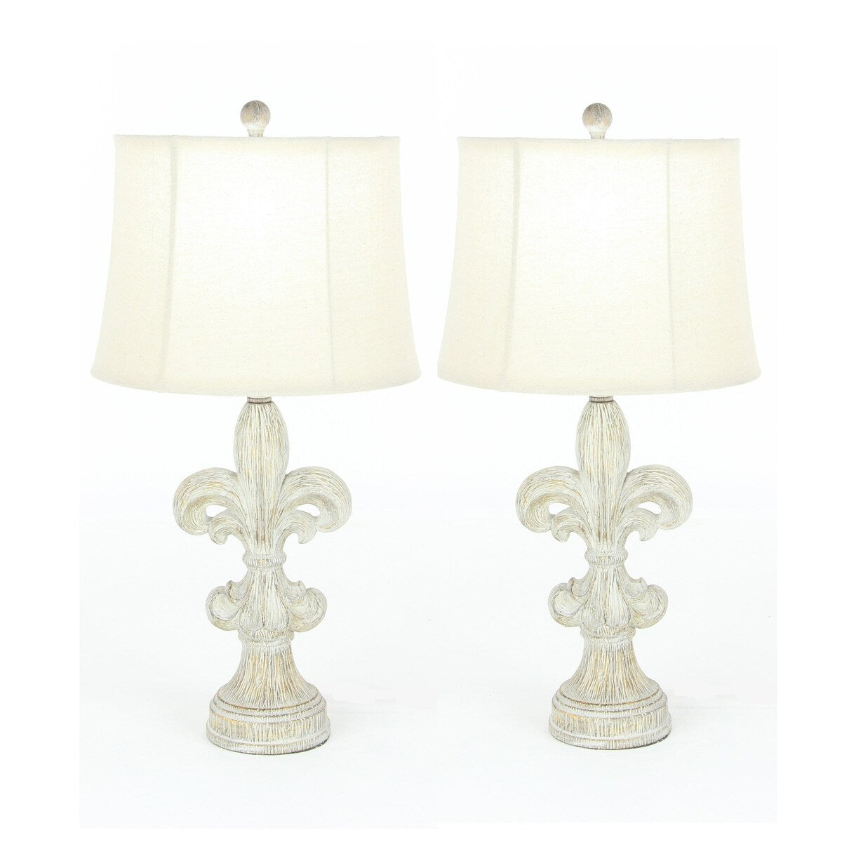 Fleur-De-Lis Heavily Distressed Vintage 28-inch Table Lamp (Set of 2)