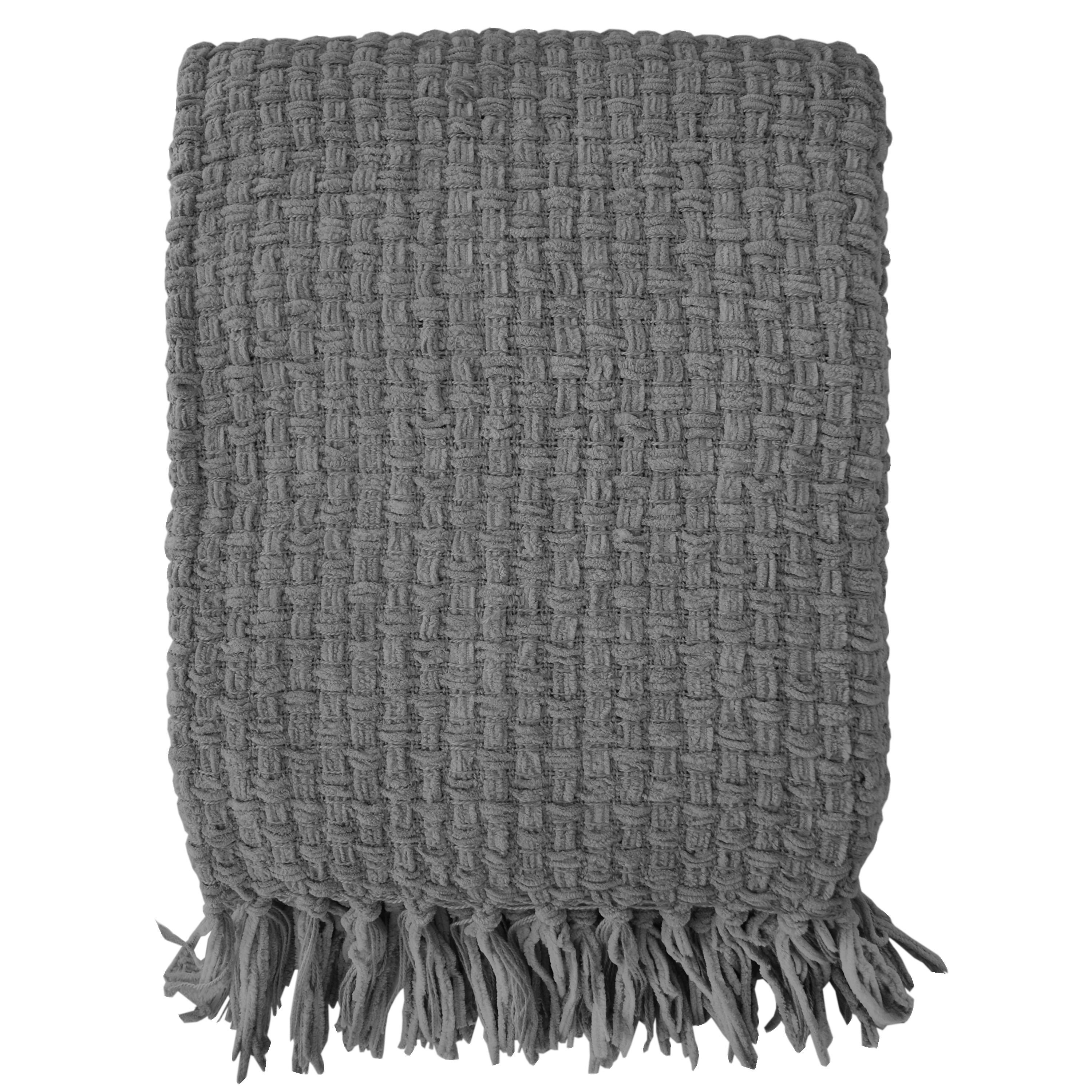 Fabstyles Chenille Basket Weave Polyester Throw Blanket