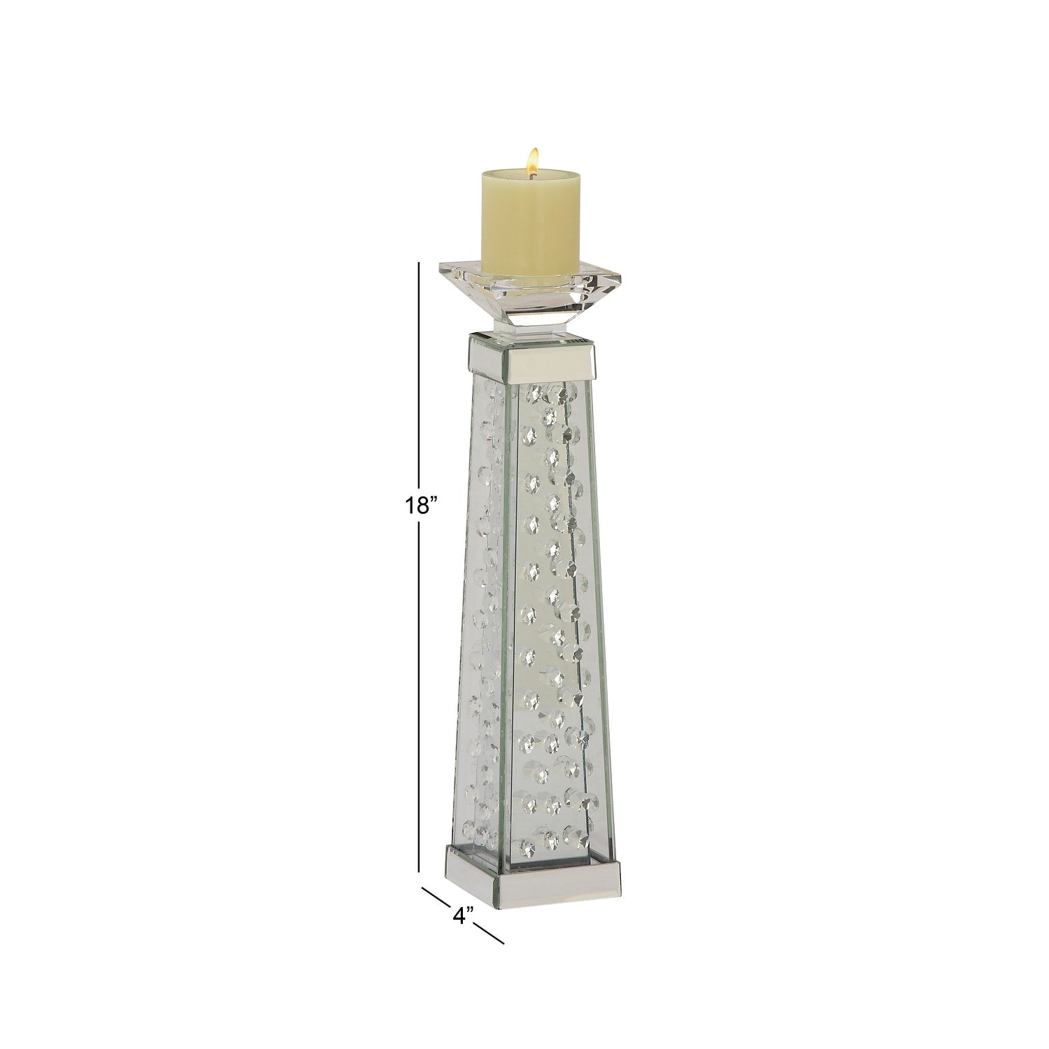 Glass Pillar Candle Holder with Floating Crystals