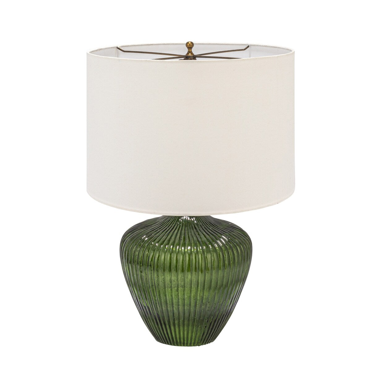 Glass Table Lamp with Drum Shade