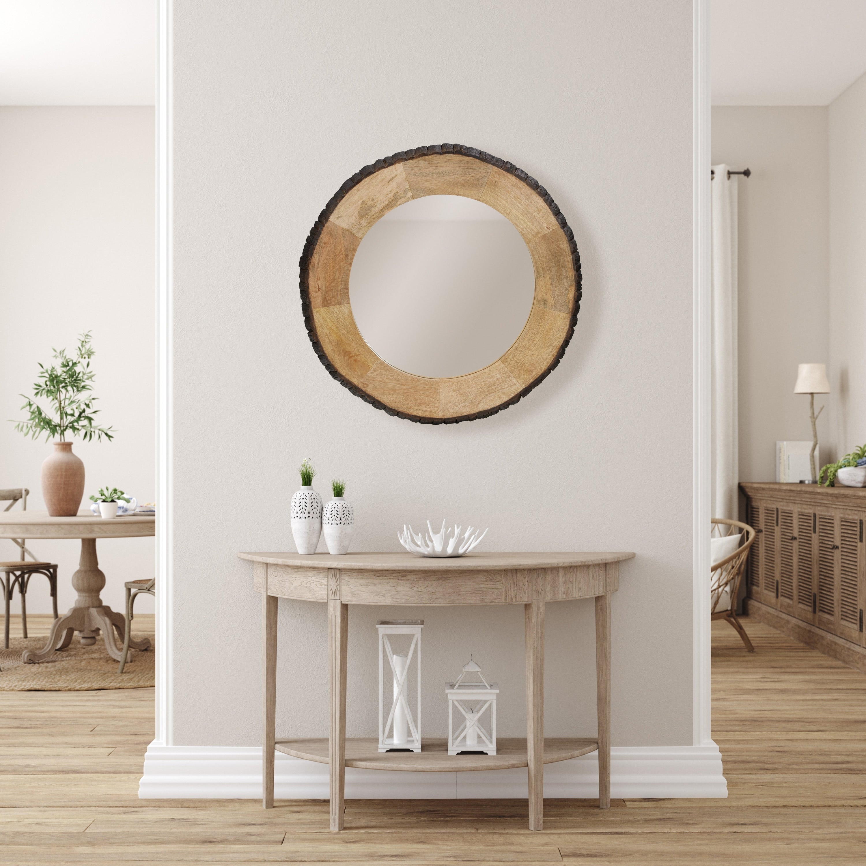 Meredith Round Live Edge Wood Wall Mirror by River of Goods - 30.5 x 1 x 30.5