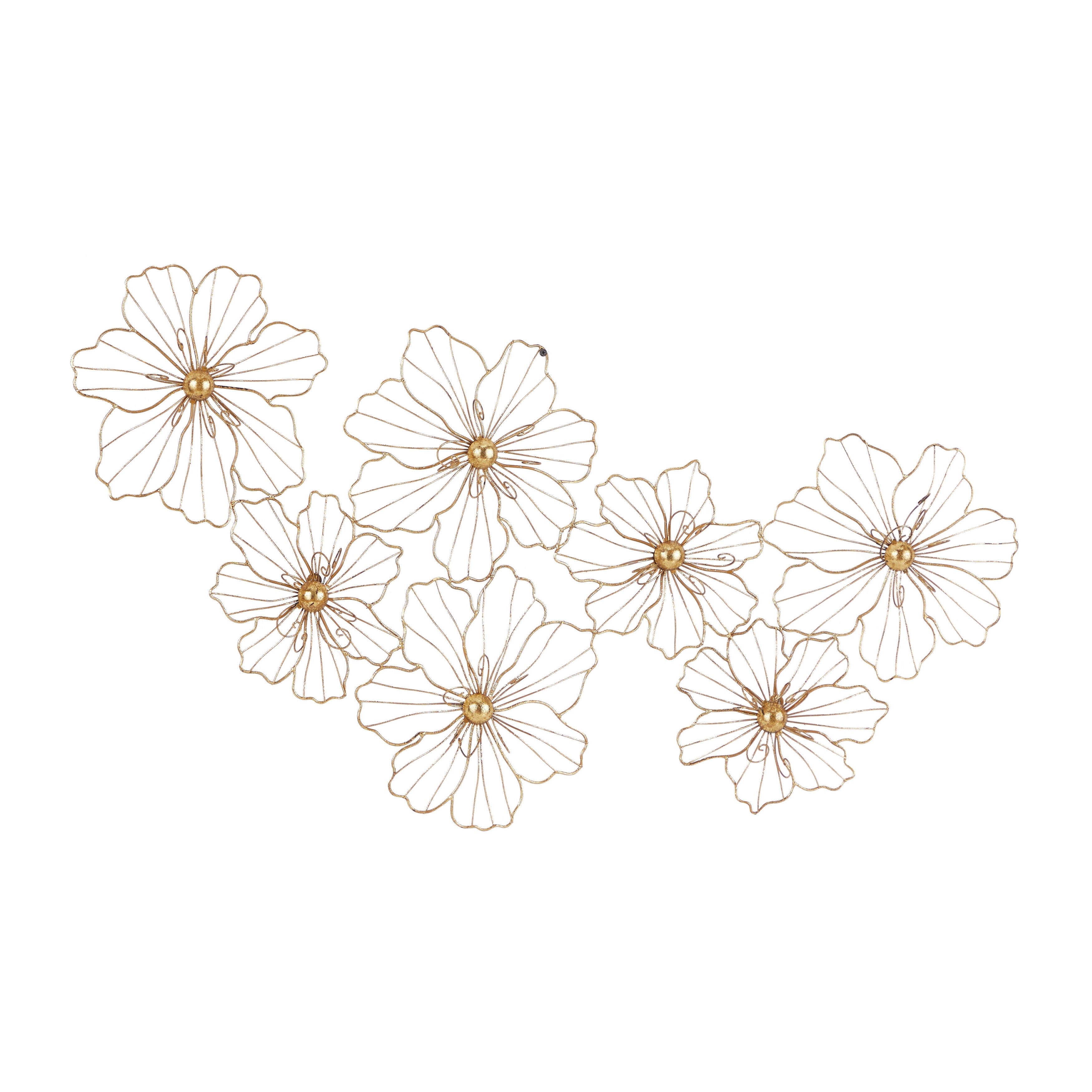 Gold or Black Metal Foiled Wire Floral Wall Decor