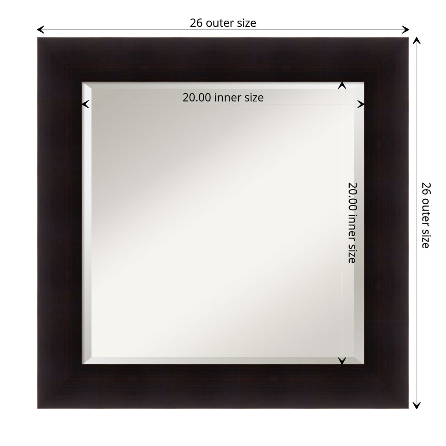 Beveled Wood Bathroom Wall Mirror - Portico Espresso Frame