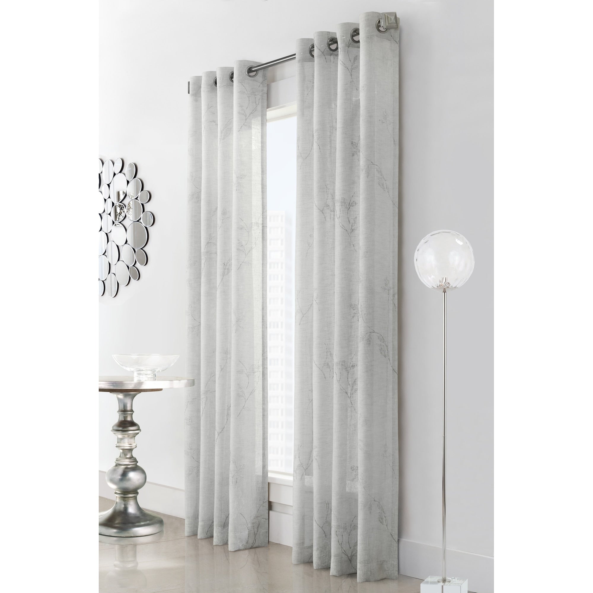 Triston Semi Sheer Floral Printed Curtain Panel by Habitat