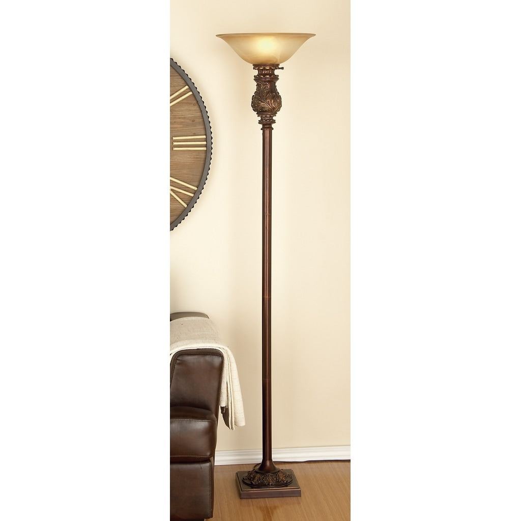 Brown Metal Antique Style Torchiere - 17 x 70