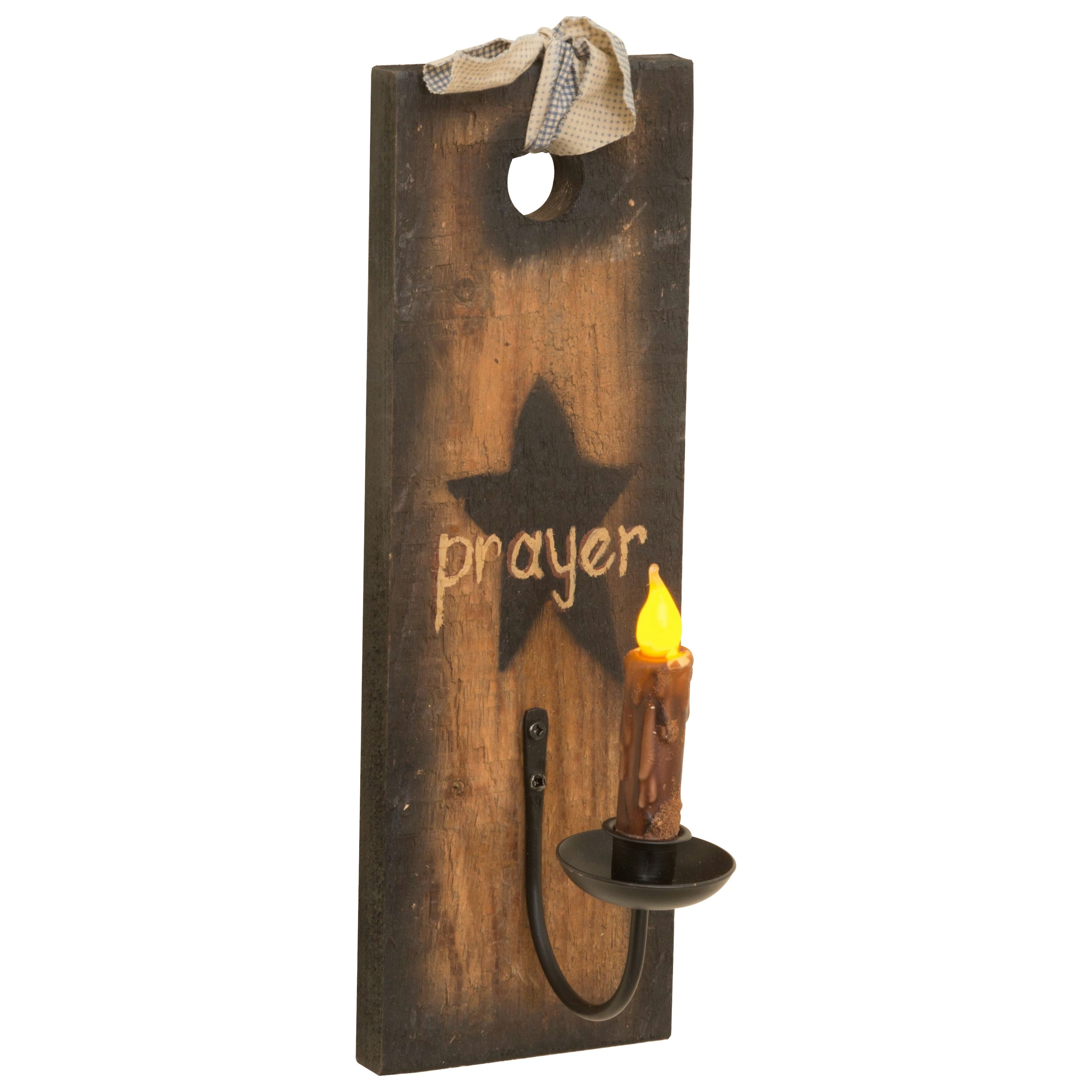 Farmhouse Square Barnwood Sconce with Flameless Candle