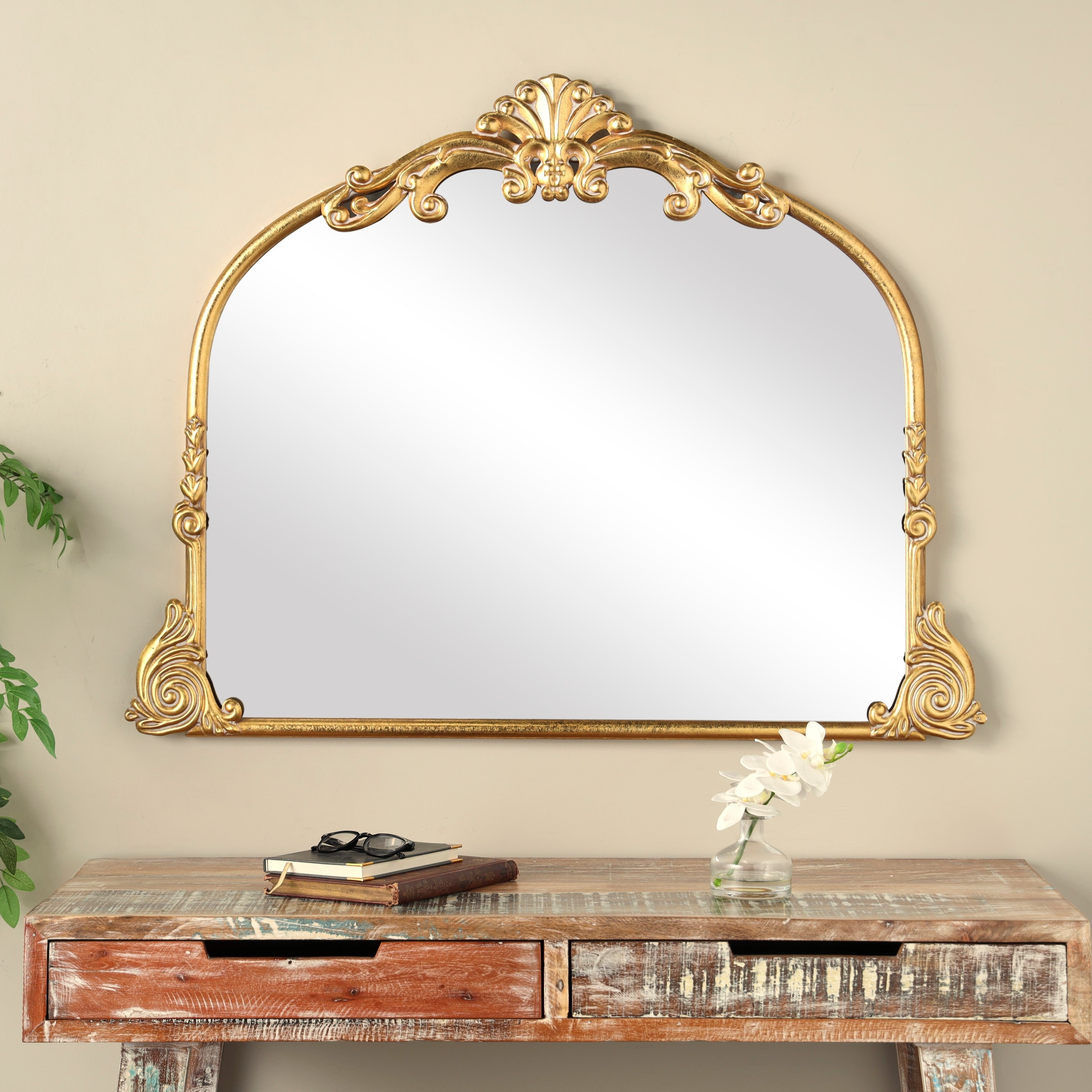 Metal Scroll Ornate Baroque Floor or Wall Mirror - Gold - Various Sizes and Shapes - Roche River Decor