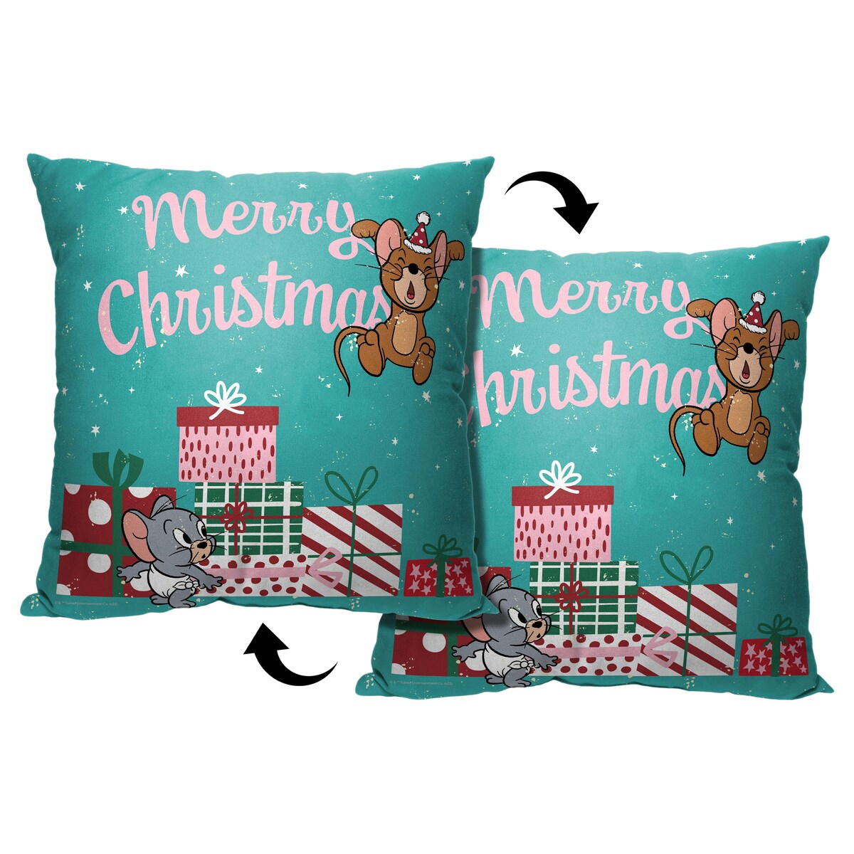 Warner Brothers Tom And Jerry Christmas Time 18 Inch Throw Pillow