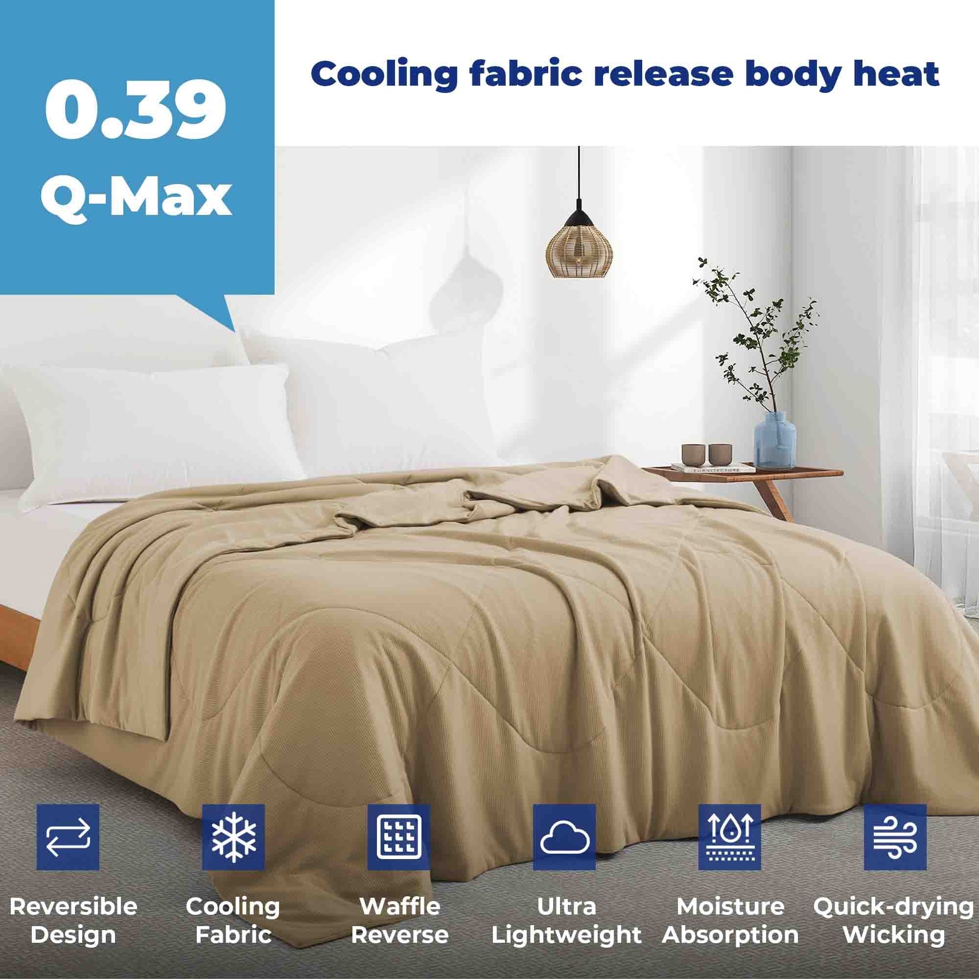 Lightweight Breathable Cooling Waffle Reversible Summer Blanket, Dual-side Cool Touch Comforter