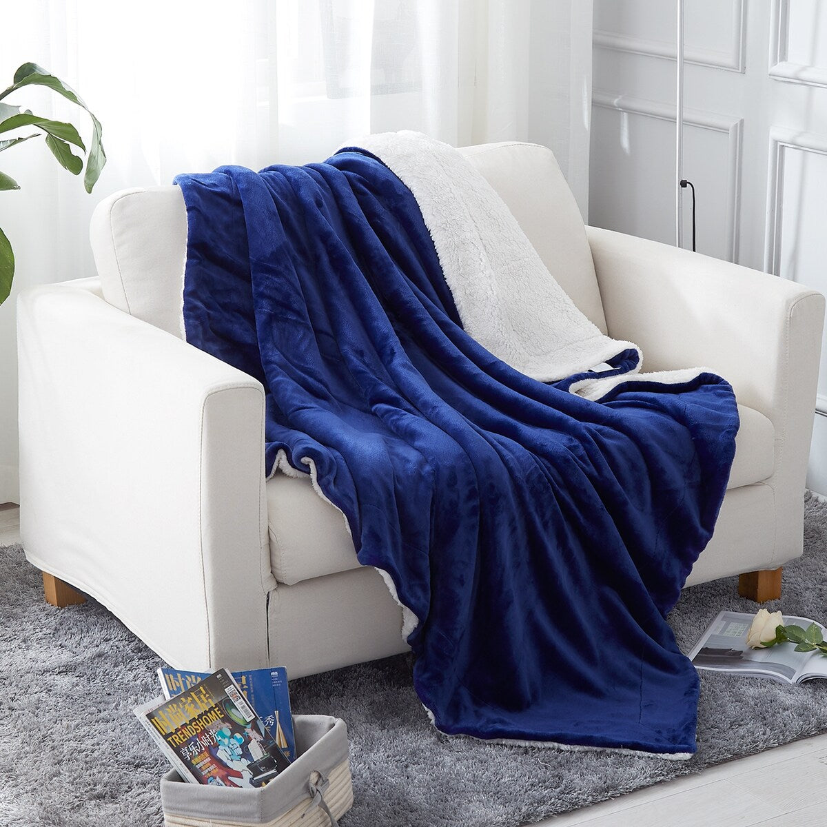 Sherpa Throw Blanket Plush Fleece Couch Blankets