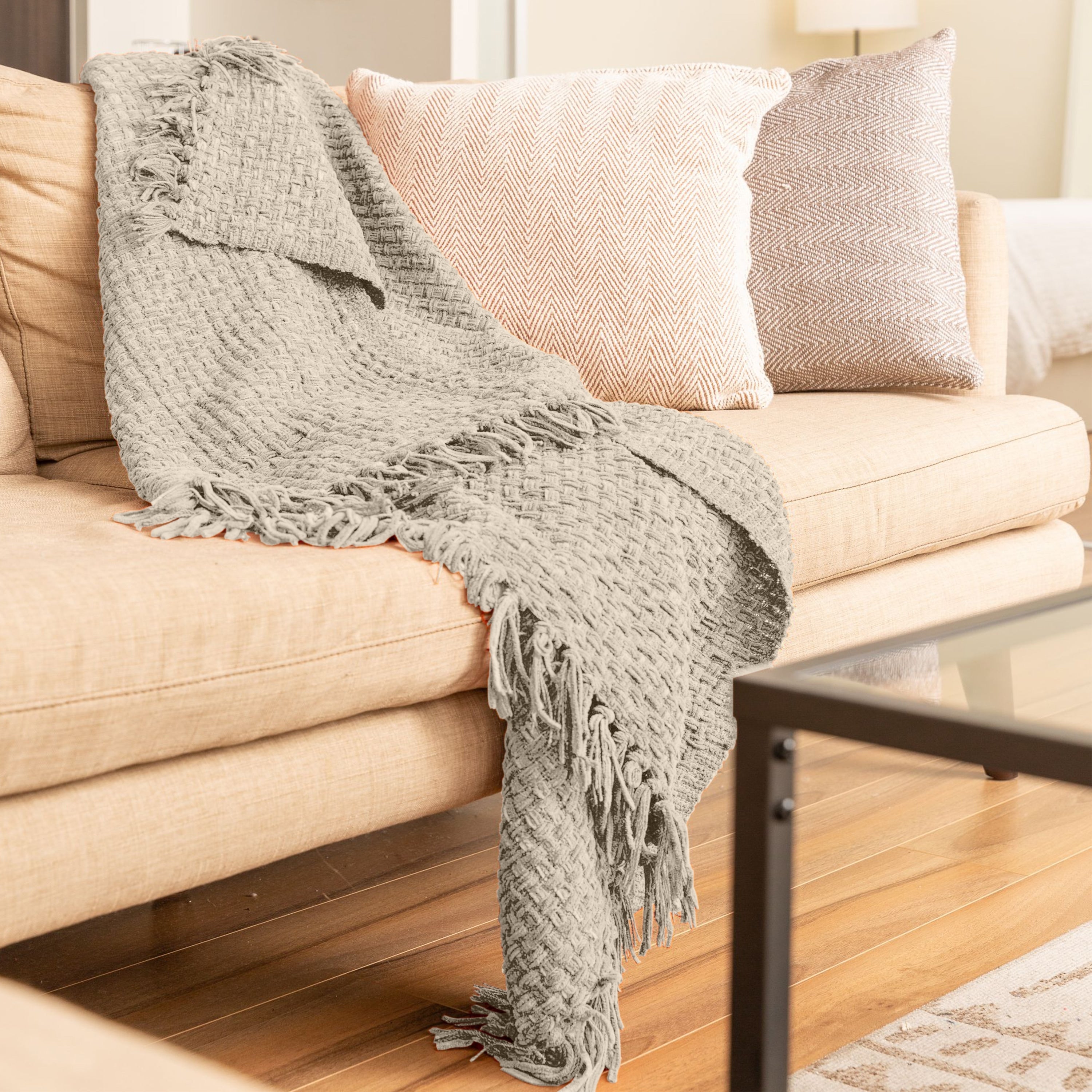 Fabstyles Chenille Basket Weave Polyester Throw Blanket