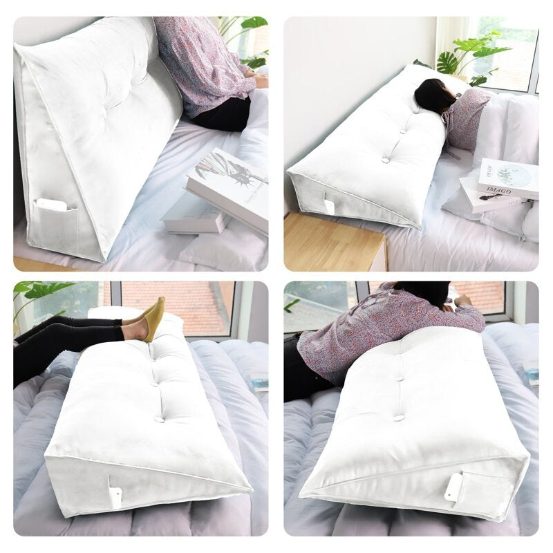 WOWMAX Large Bed Rest Wedge Reading Pillow Back Support Headboard Cushion