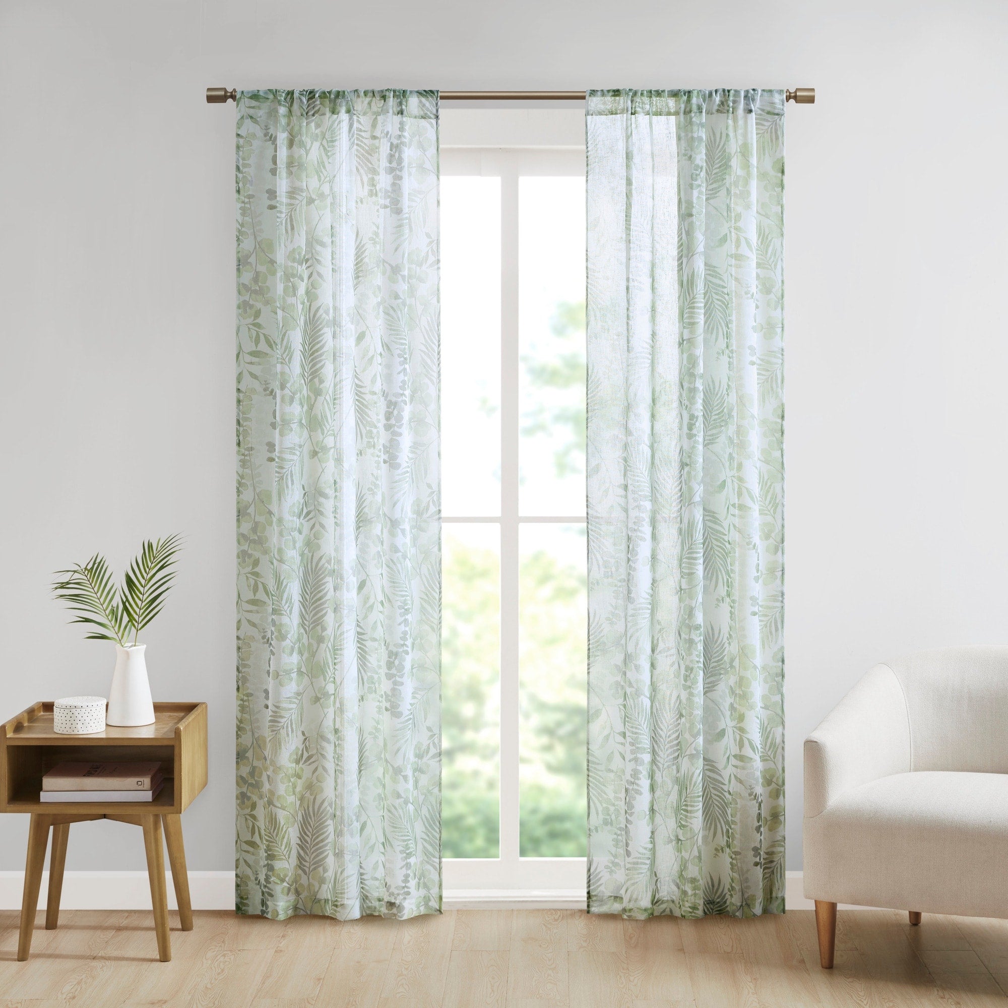 Madison Park Tulia Botanical Printed Texture Sheer Window Curtain Pair