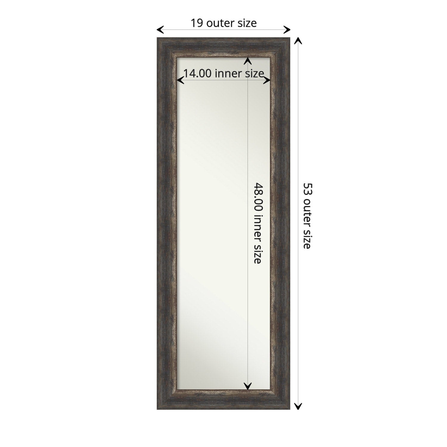 Non-Beveled Full Length On The Door Mirror - Bark Rustic Frame