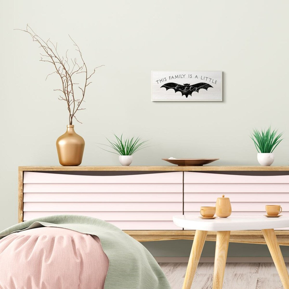 Stupell Family's a Little Batty Phrase Festive Halloween Pun Wood Wall Art