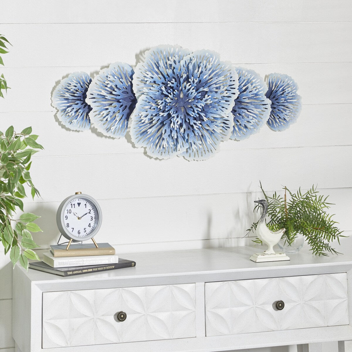 Metal Floral 3D Home Wall Decor - Blue - Roche River Decor