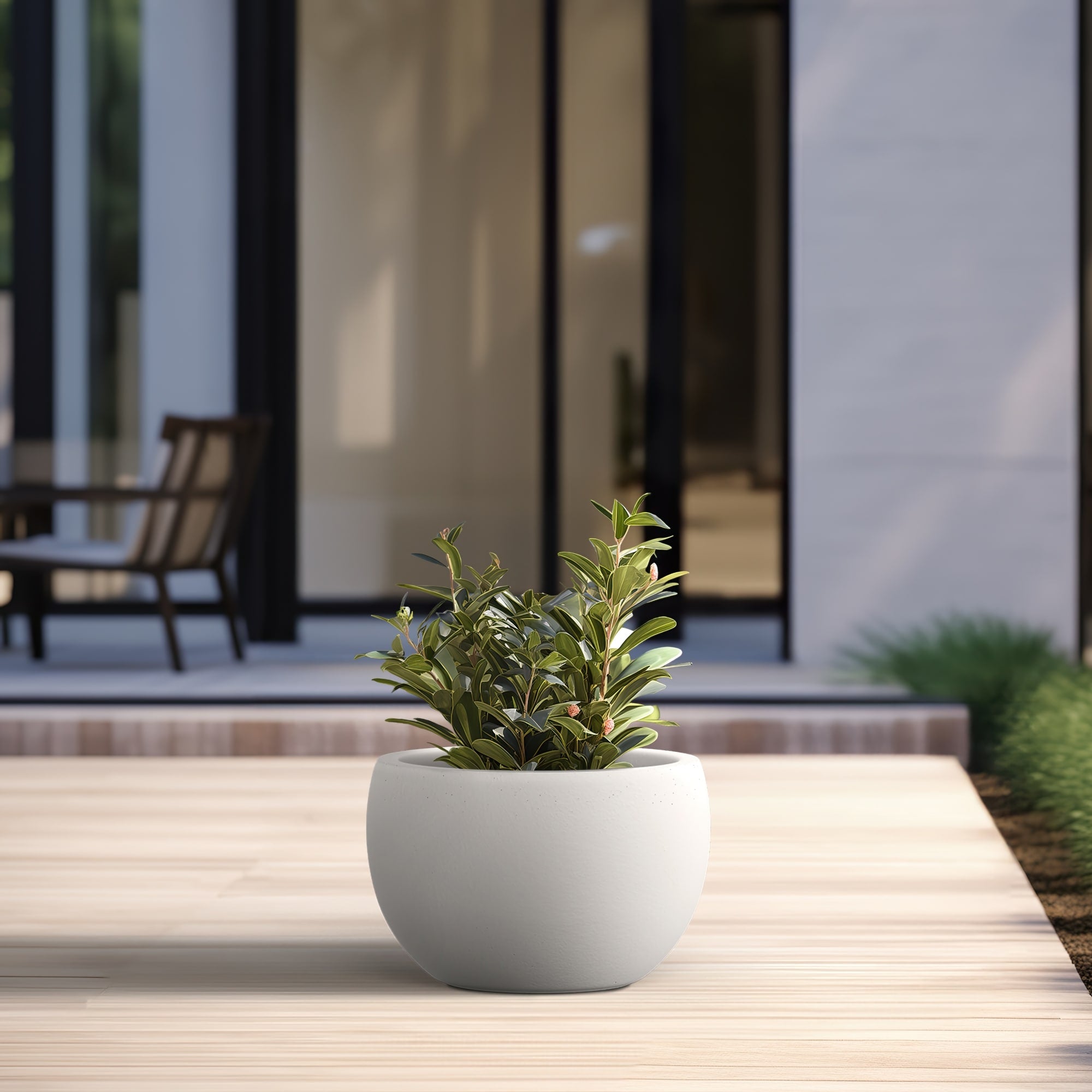 Tall Concrete Round Plant Pots / Large Indoor and Outdoor flower Planters