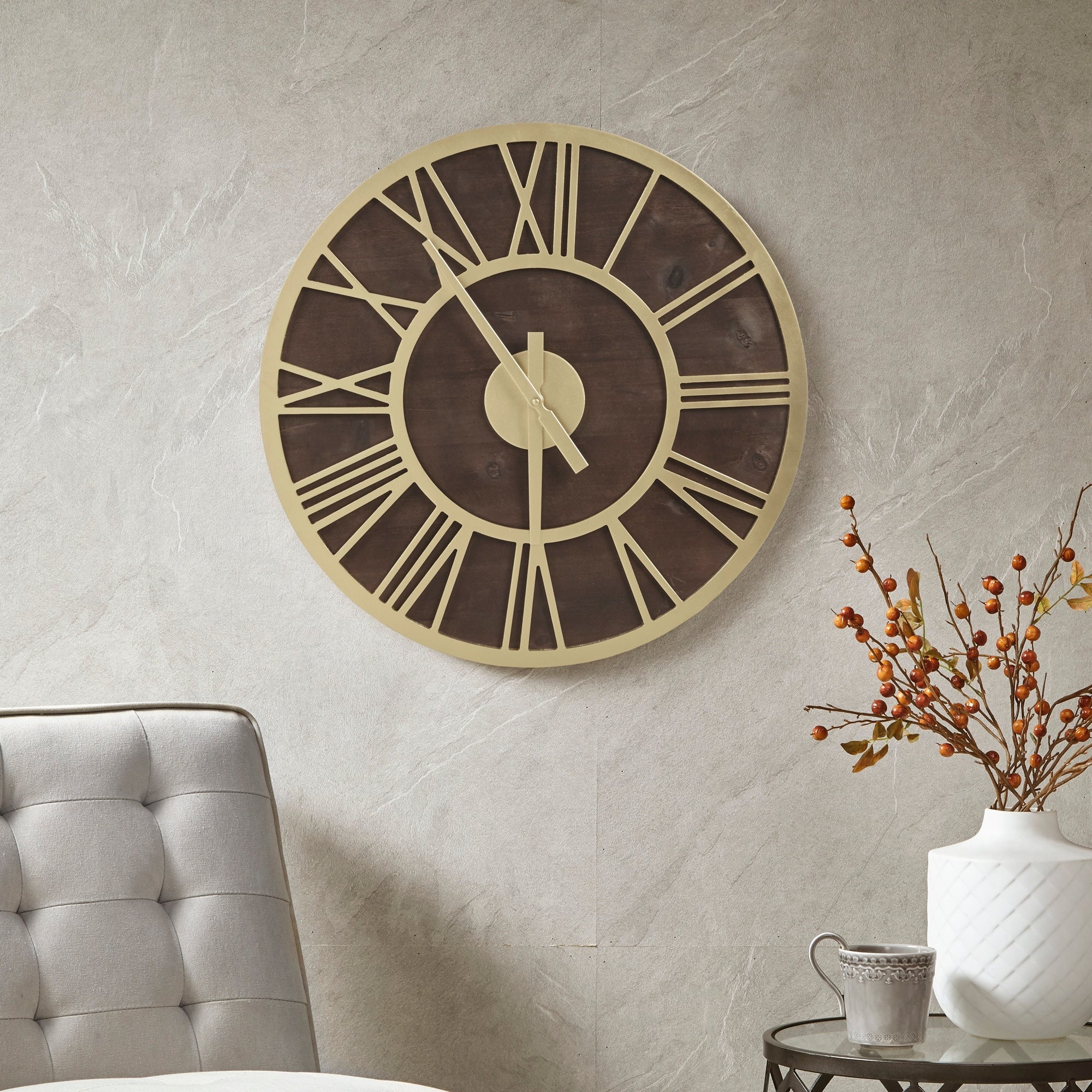 Madison Park Mason 23.6 Wood Wall Clock