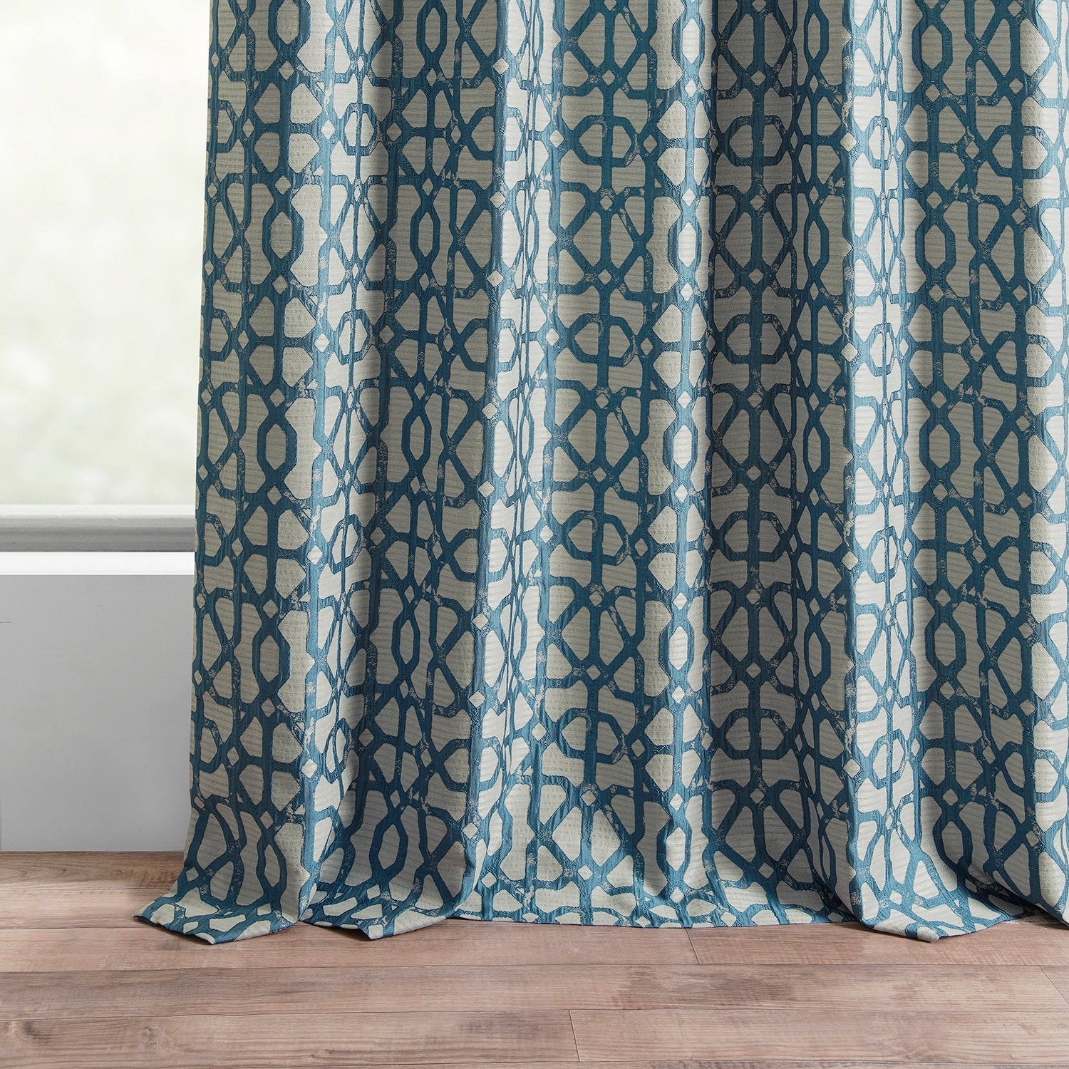 Exclusive Fabrics Jacquard Faux Silk Curtains - 1 Panel Room Darkening Curtain