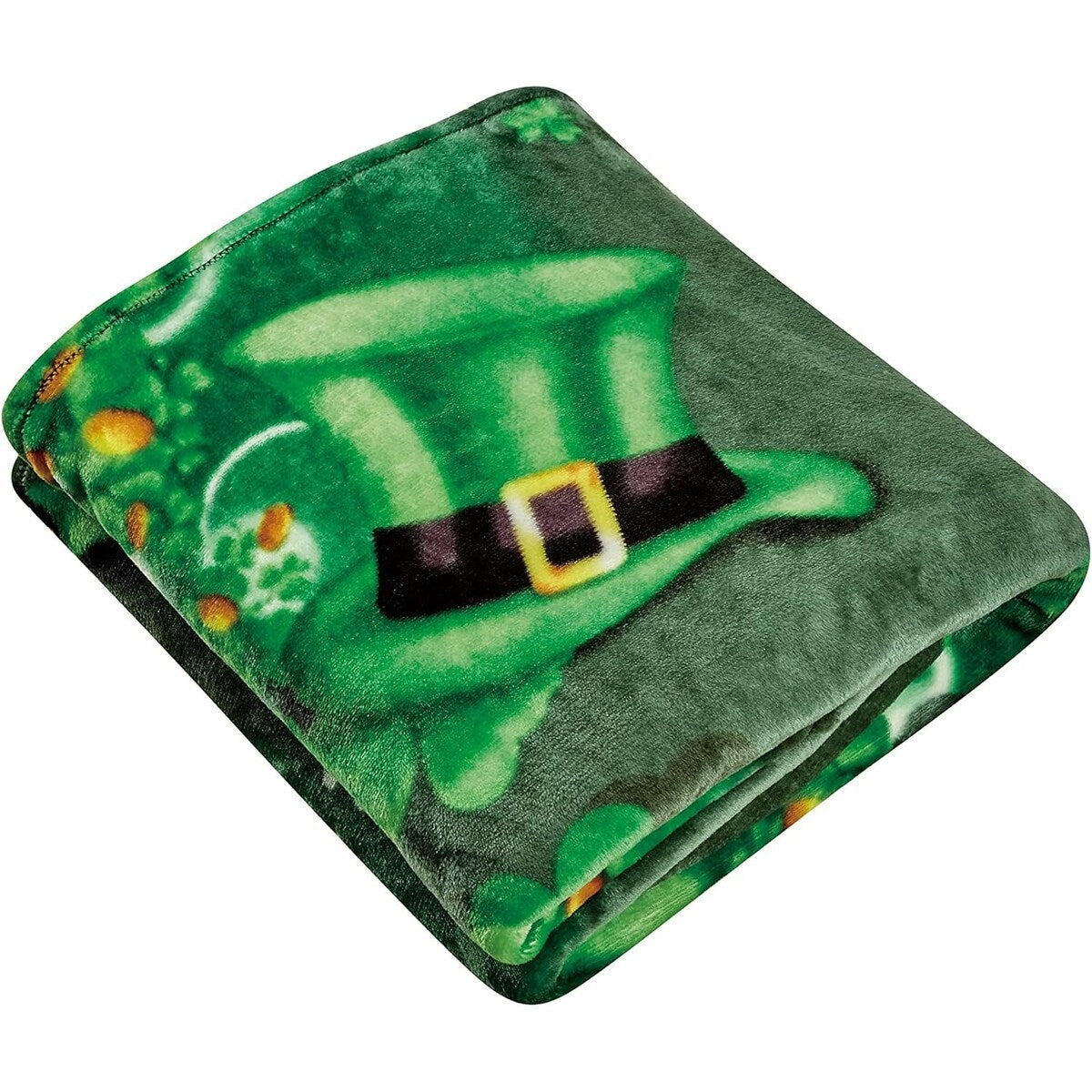 FAITH, HOPE, LOVE HOME DCOR Luck of The Irish St Patrick's Day Plush Throw Blanket (50 x 70) - Shamrocks and Leprechaun Hats