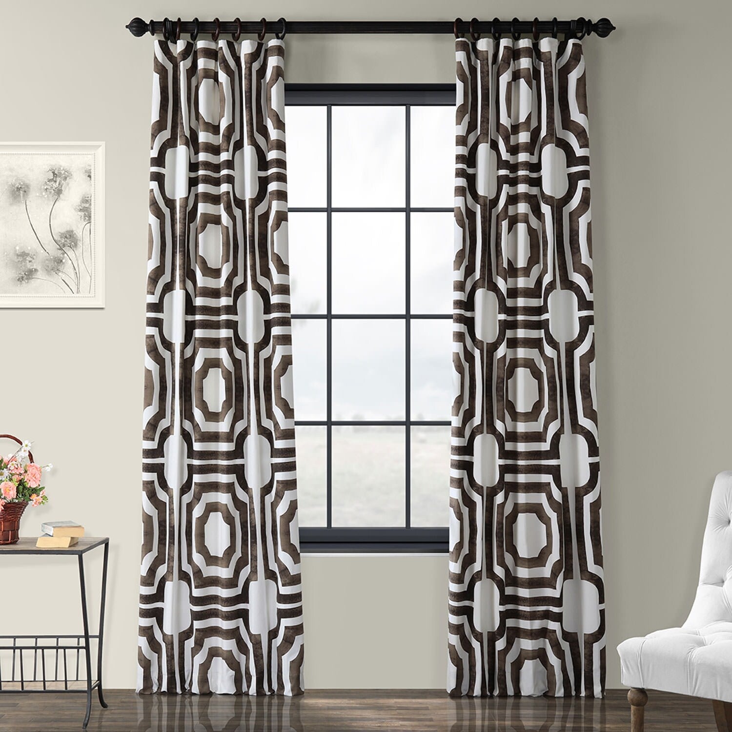 Exclusive Fabrics Modern Geometric Room Darkening Cotton Window Curtains (1 Panel)