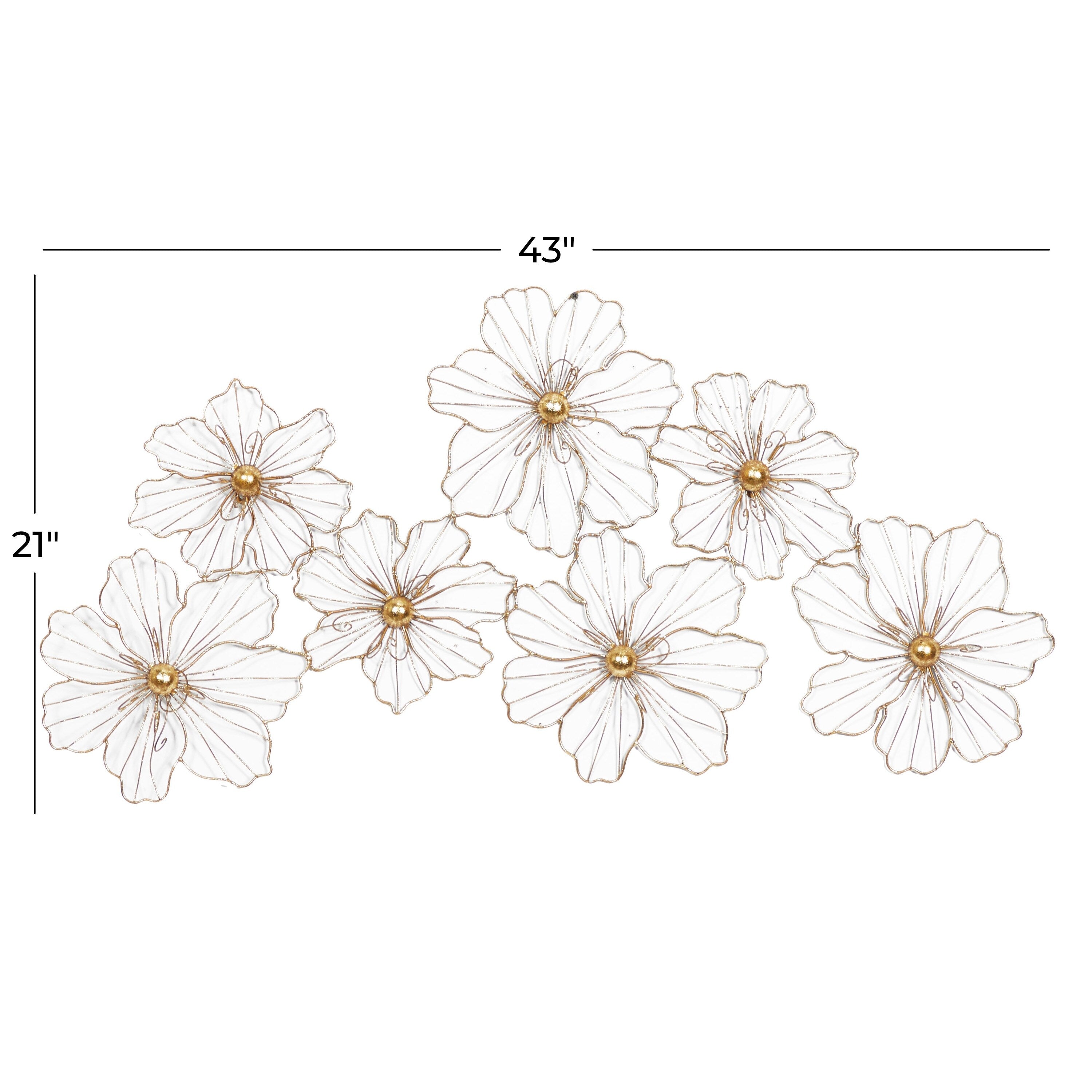 Gold or Black Metal Foiled Wire Floral Wall Decor