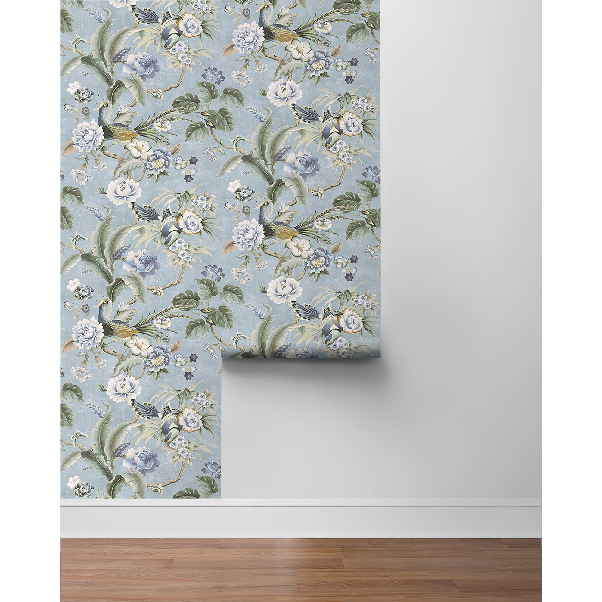 Surface Style Passerine Pavilion Blue Geyser Peel and Stick Wallpaper - 20.5 in. W x 18 ft. L