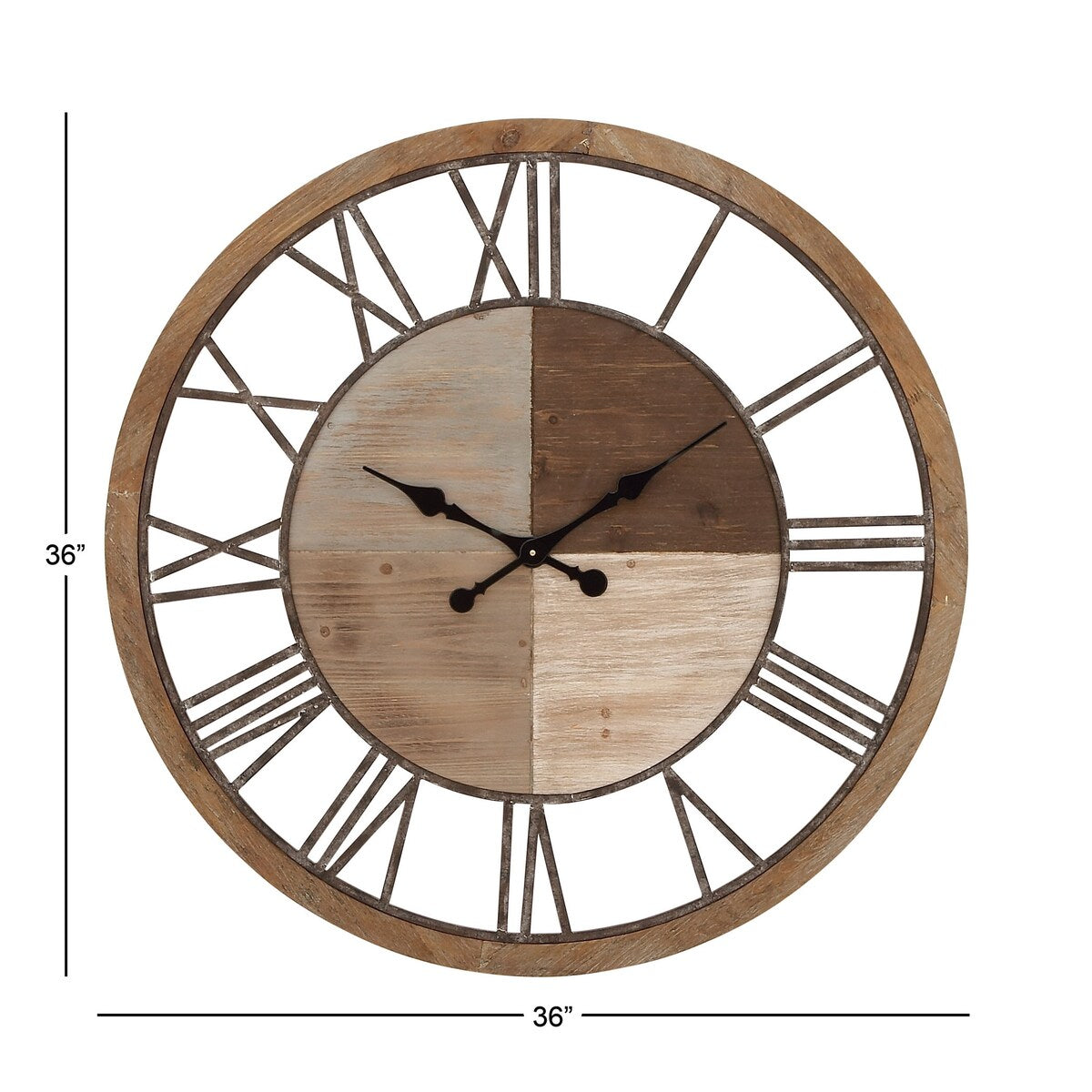 Wood Decorative Wall Clock - Brown - Roche River Decor