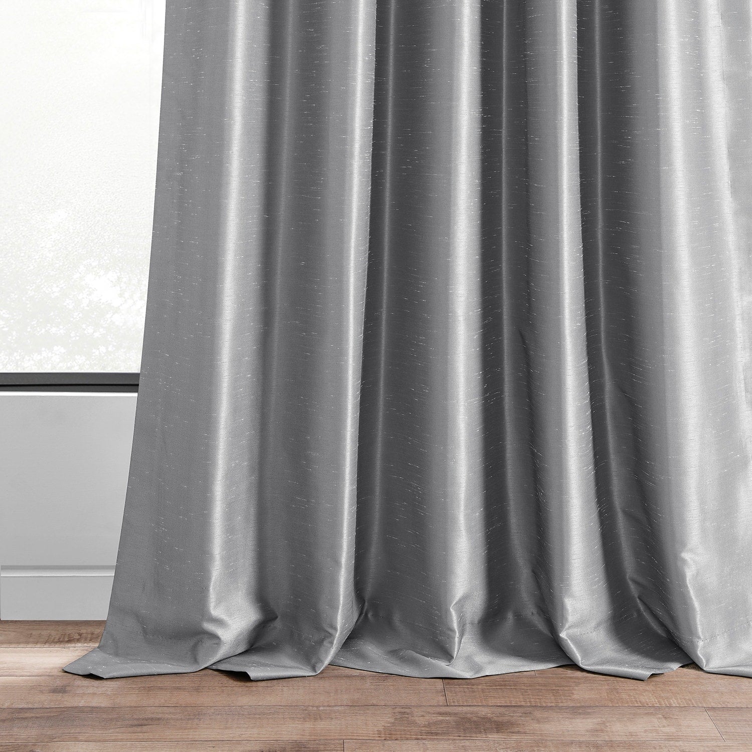 Exclusive Fabrics Solid Vintage Textured Faux Dupioni Silk Pleated Blackout Curtain (1 Panel)