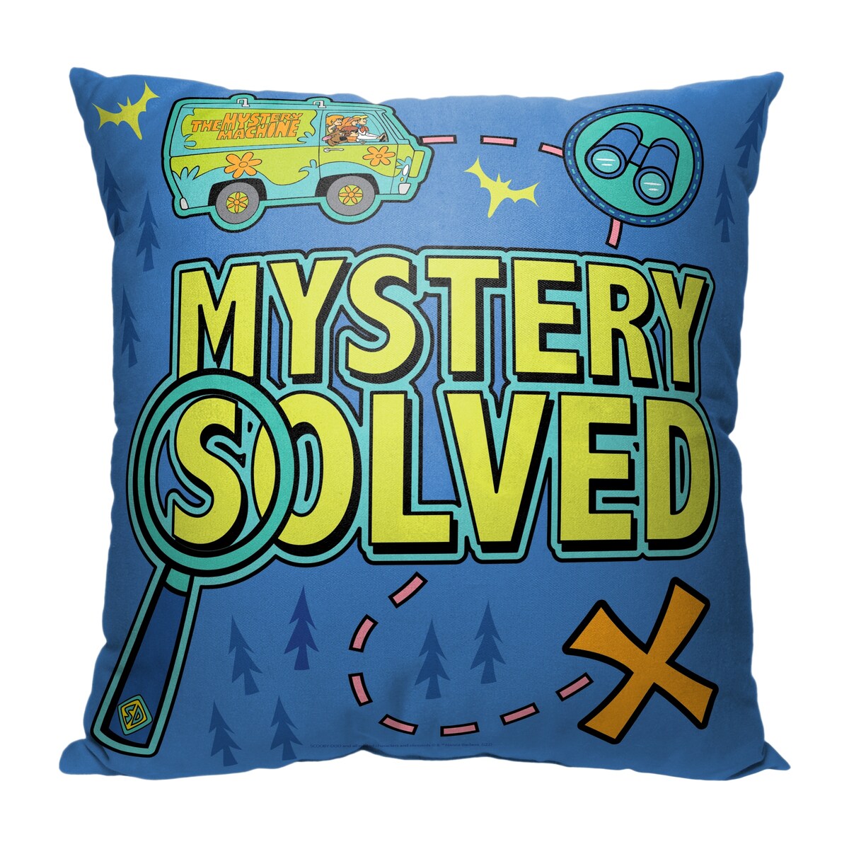 Scooby Doo Mystery Solved Map Printed Throw Pillow - Blue