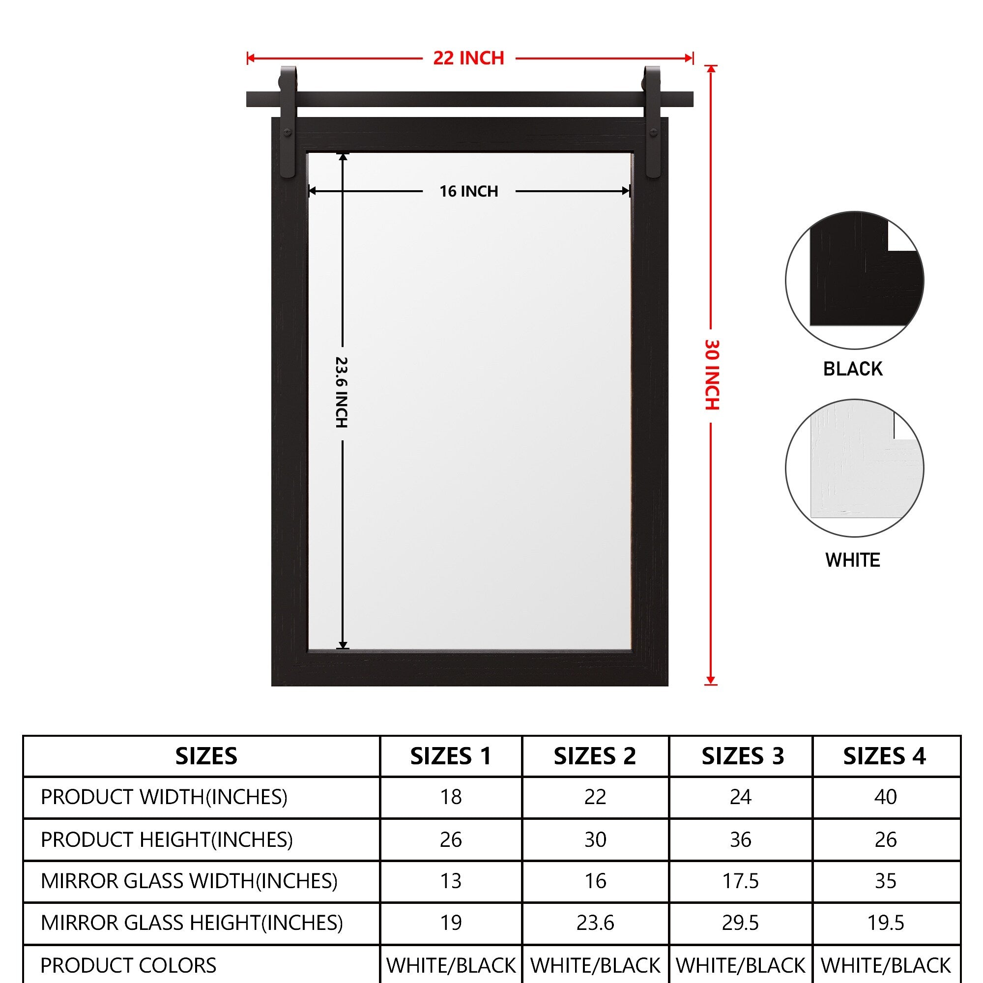 Rustic Farmhouse Mirror Vanity Mirror Solid Wood Frame with Metal Barn Style Mirror