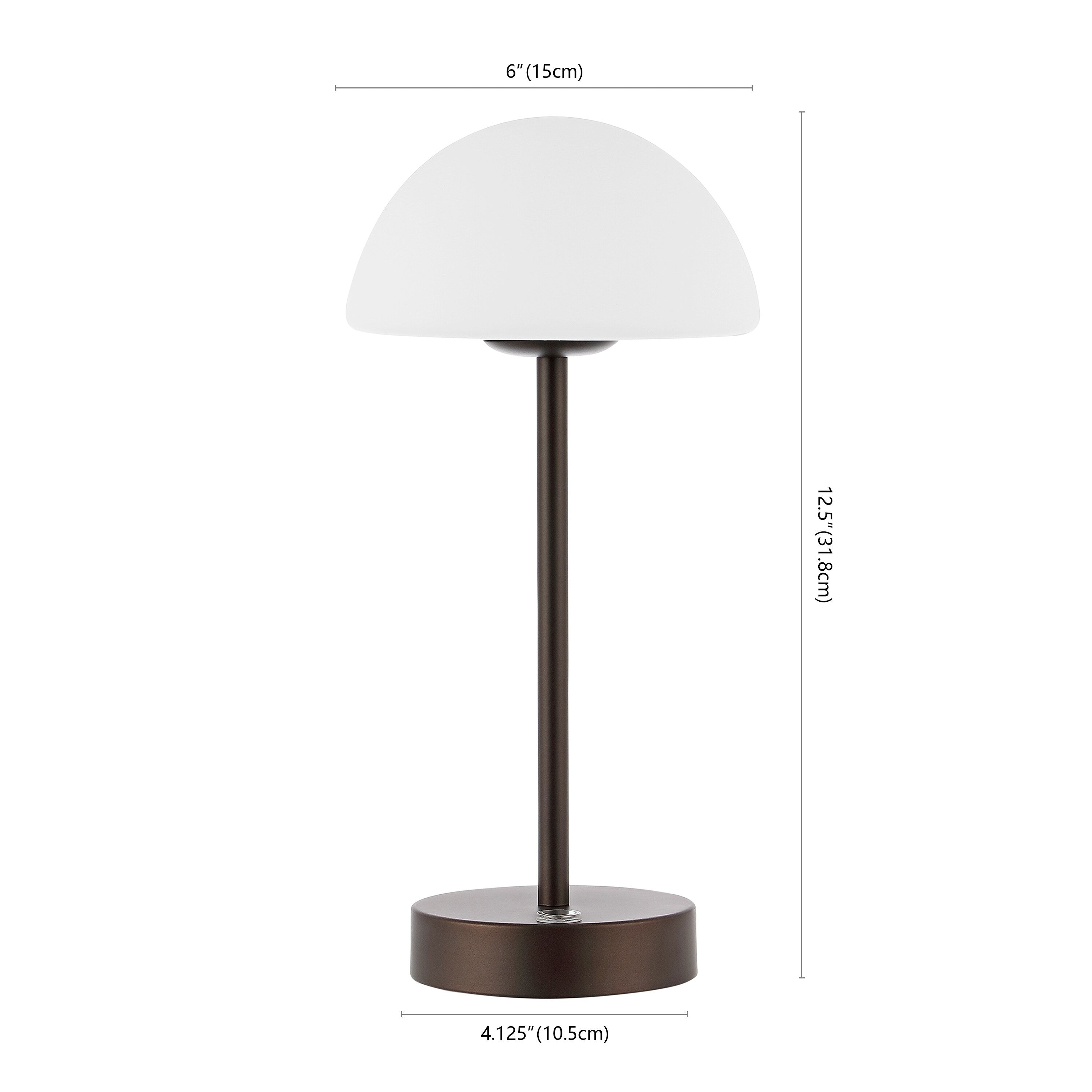 Carson 12.5 Modern Minimalist Iron Wireless Rechargeable Integrated LED Table Lamp, Nickel/White by JONATHAN Y