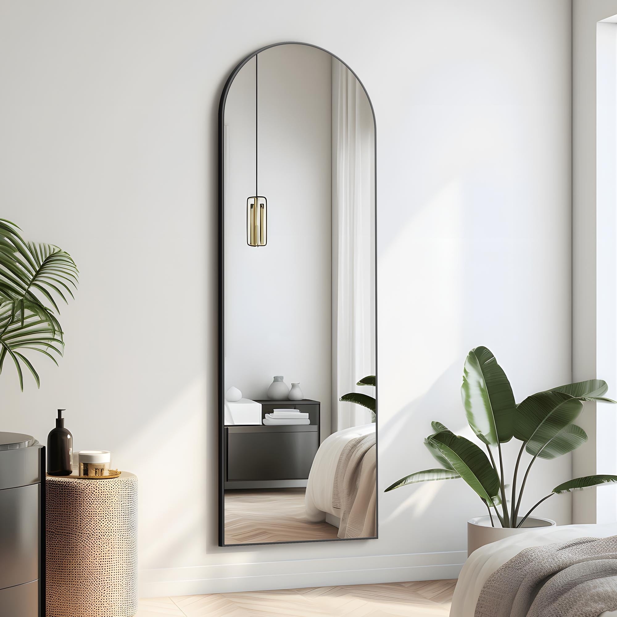 Modern Arched Mirror Full-Length Floor Mirror with Stand