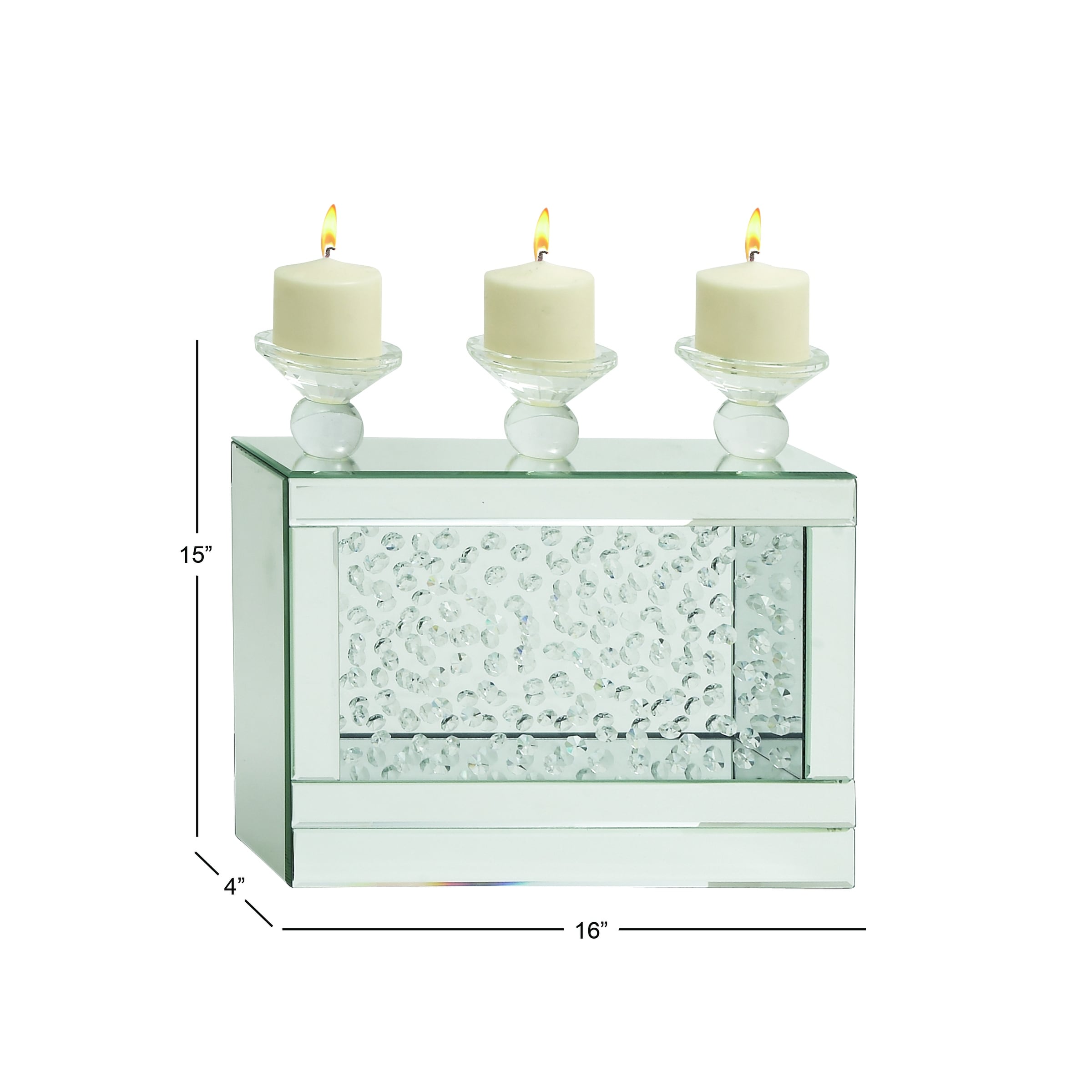 Glass Pillar Candle Holder with Floating Crystals