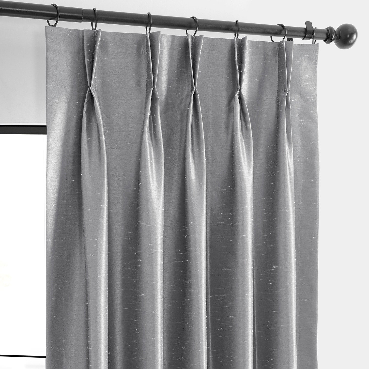 Exclusive Fabrics Solid Vintage Textured Faux Dupioni Silk Pleated Blackout Curtain (1 Panel)