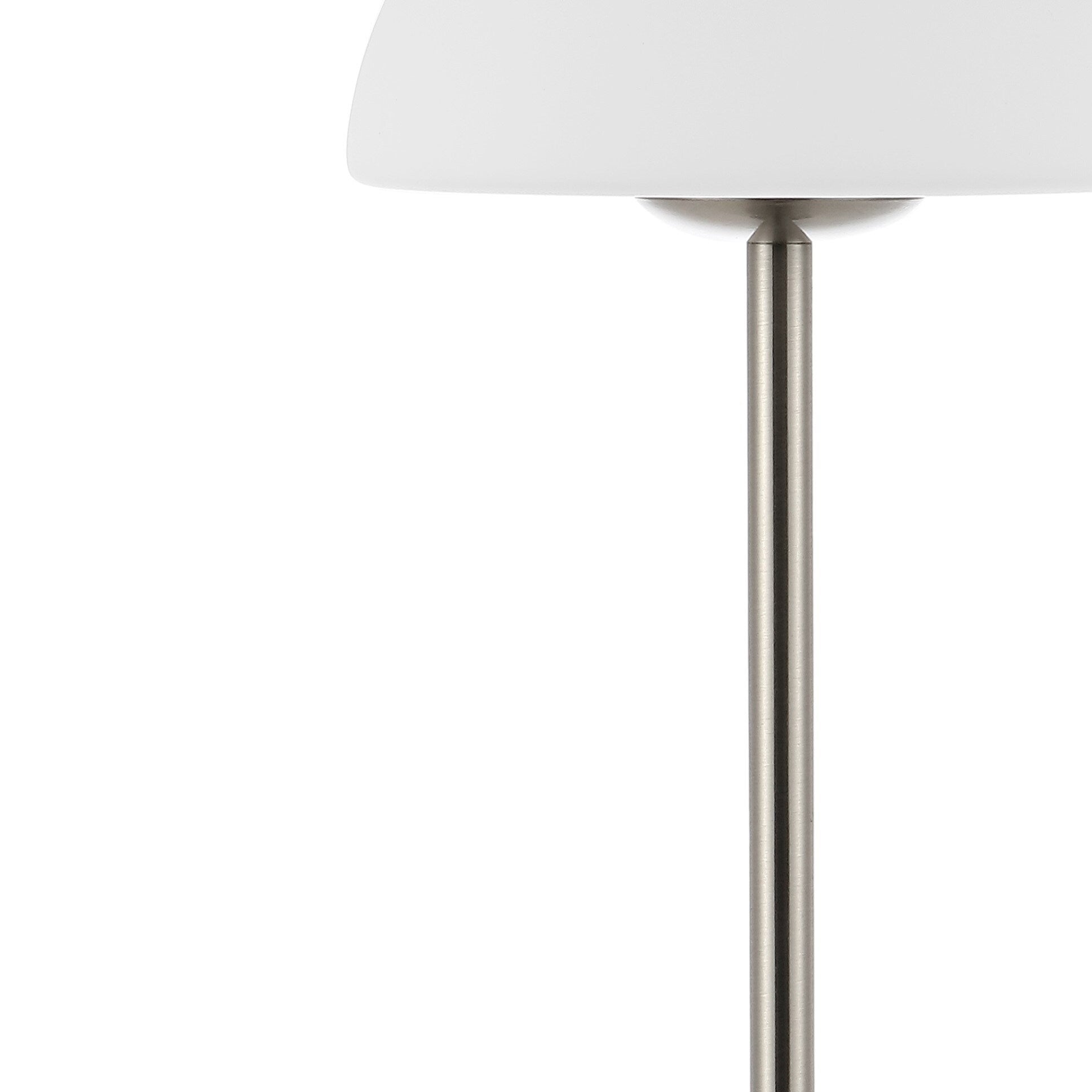 Carson 12.5 Modern Minimalist Iron Wireless Rechargeable Integrated LED Table Lamp, Nickel/White by JONATHAN Y