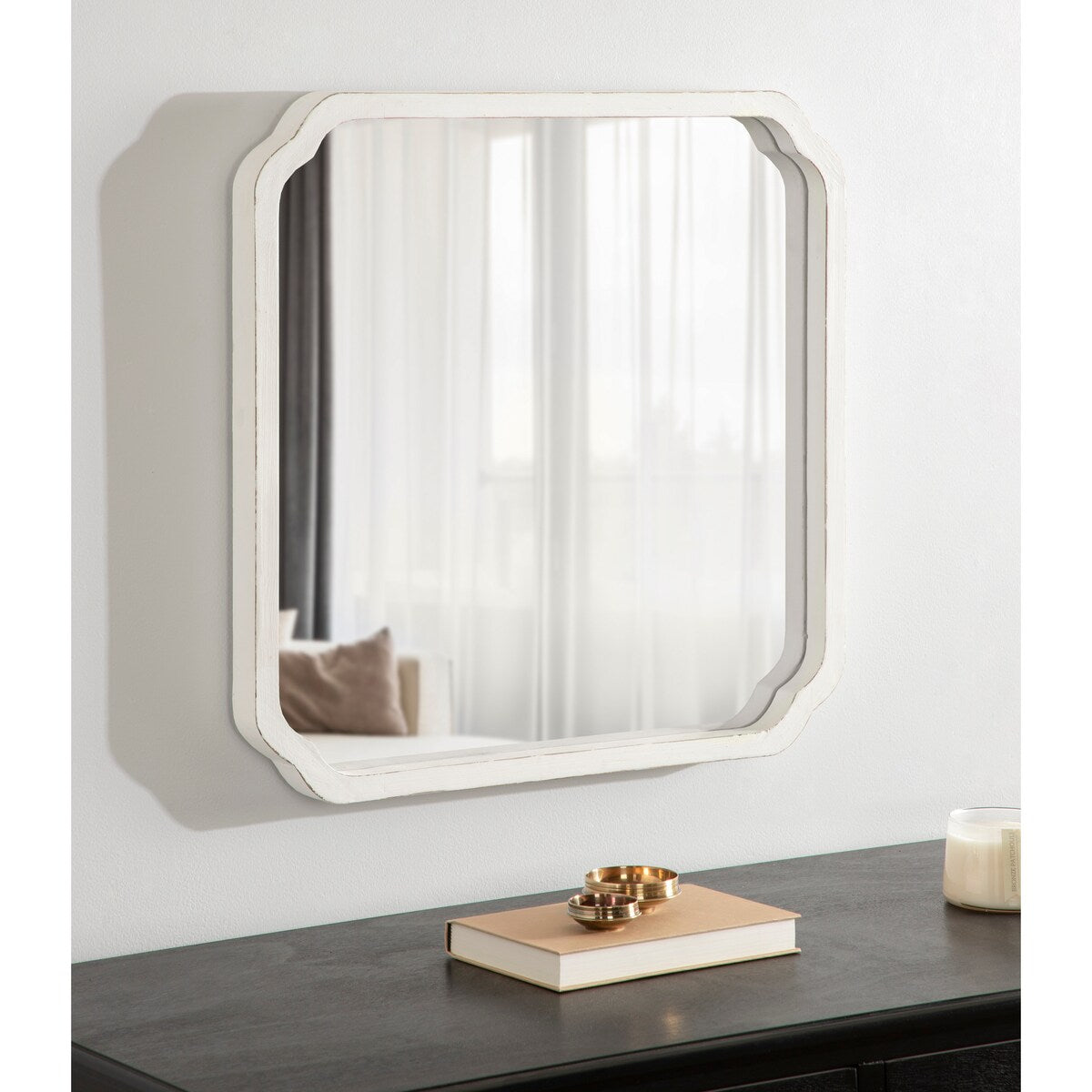 Kate and Laurel Marston Square Wood Wall Mirror