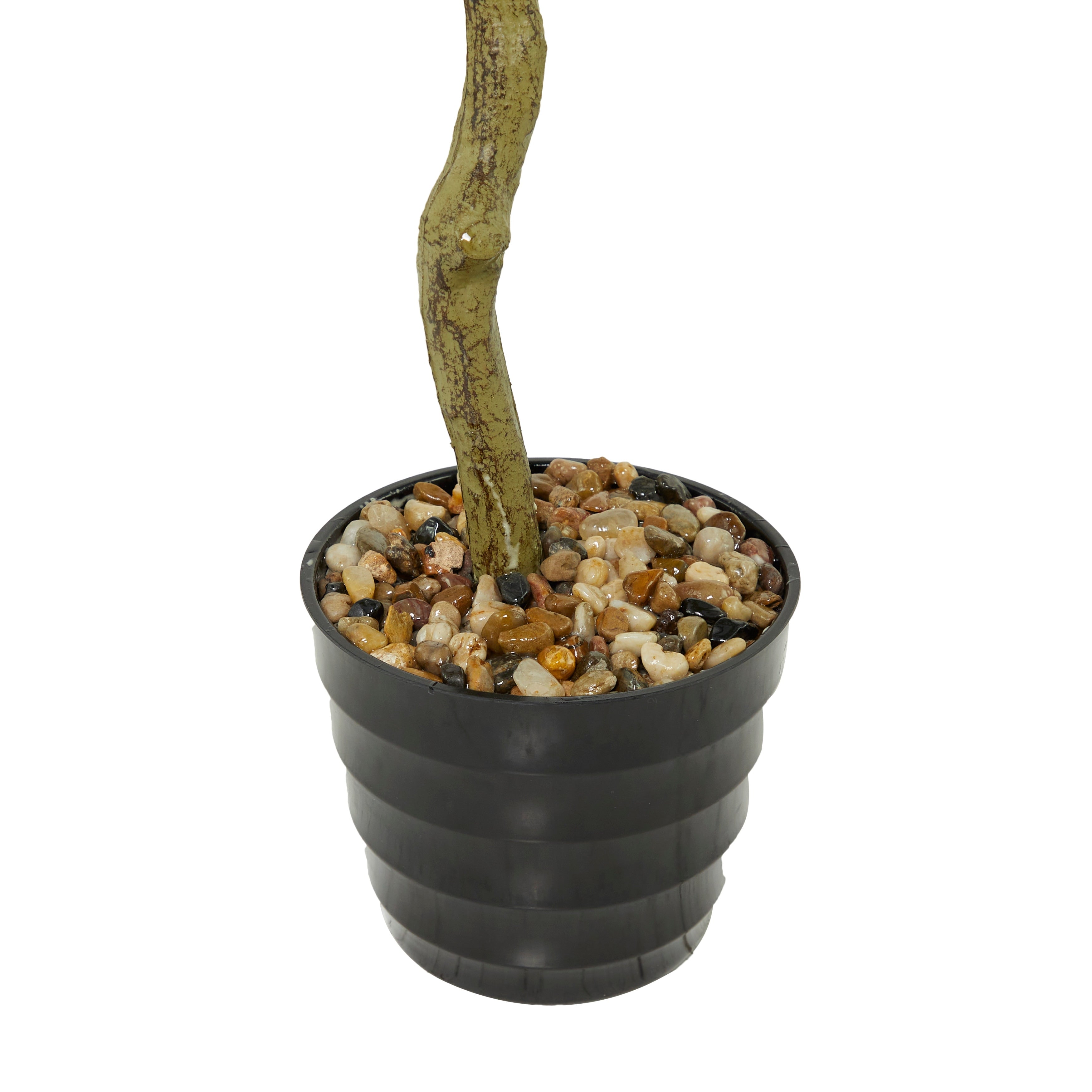 Green Faux Foliage Indoor Outdoor Fig Artificial Tree with Realistic Leaves and Black Melamine Pot - 22 x 22 x 45