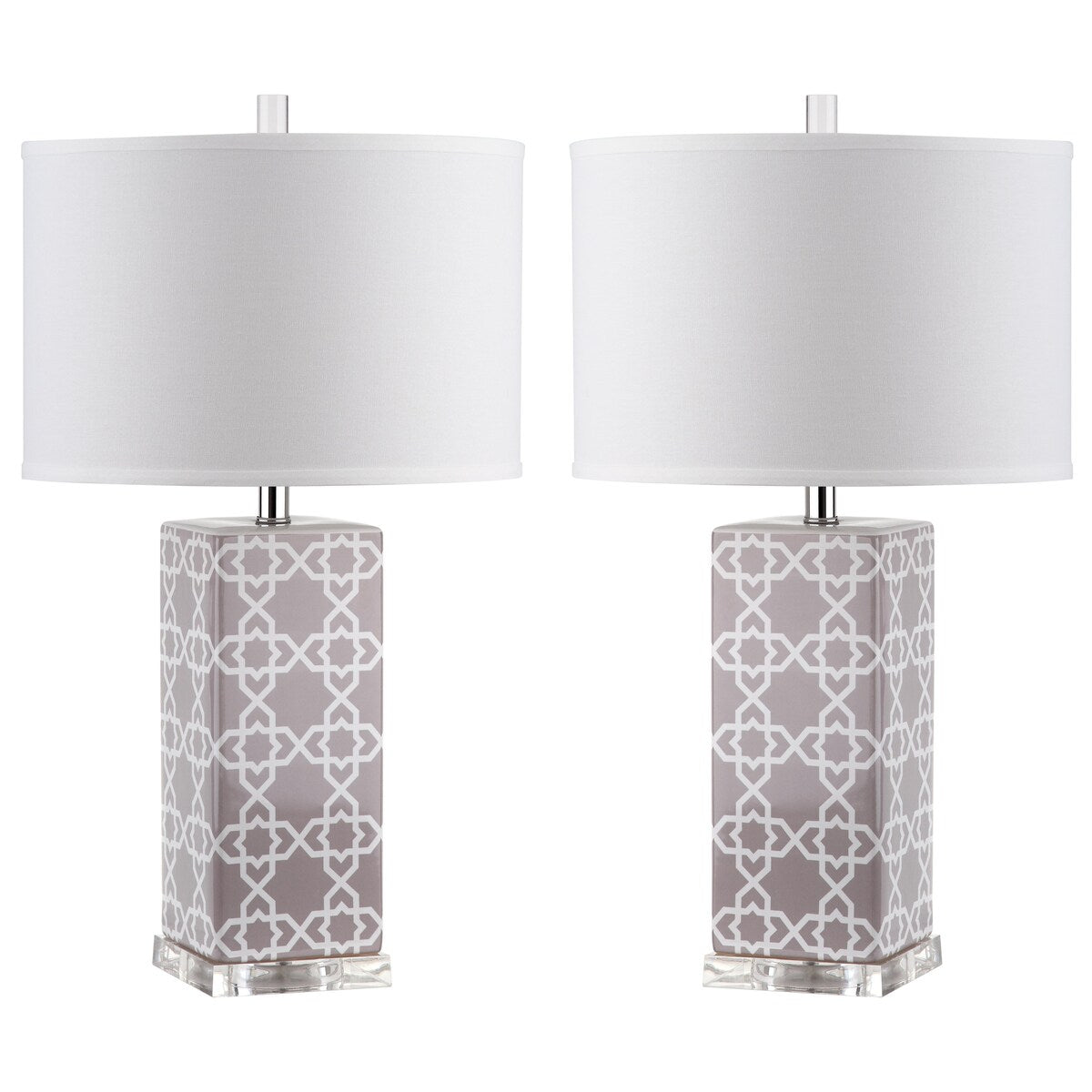 SAFAVIEH Lighting Nichelle 27-inch Navy Quatrefoil Table Lamp (Set of 2) - 15Wx15Dx27H