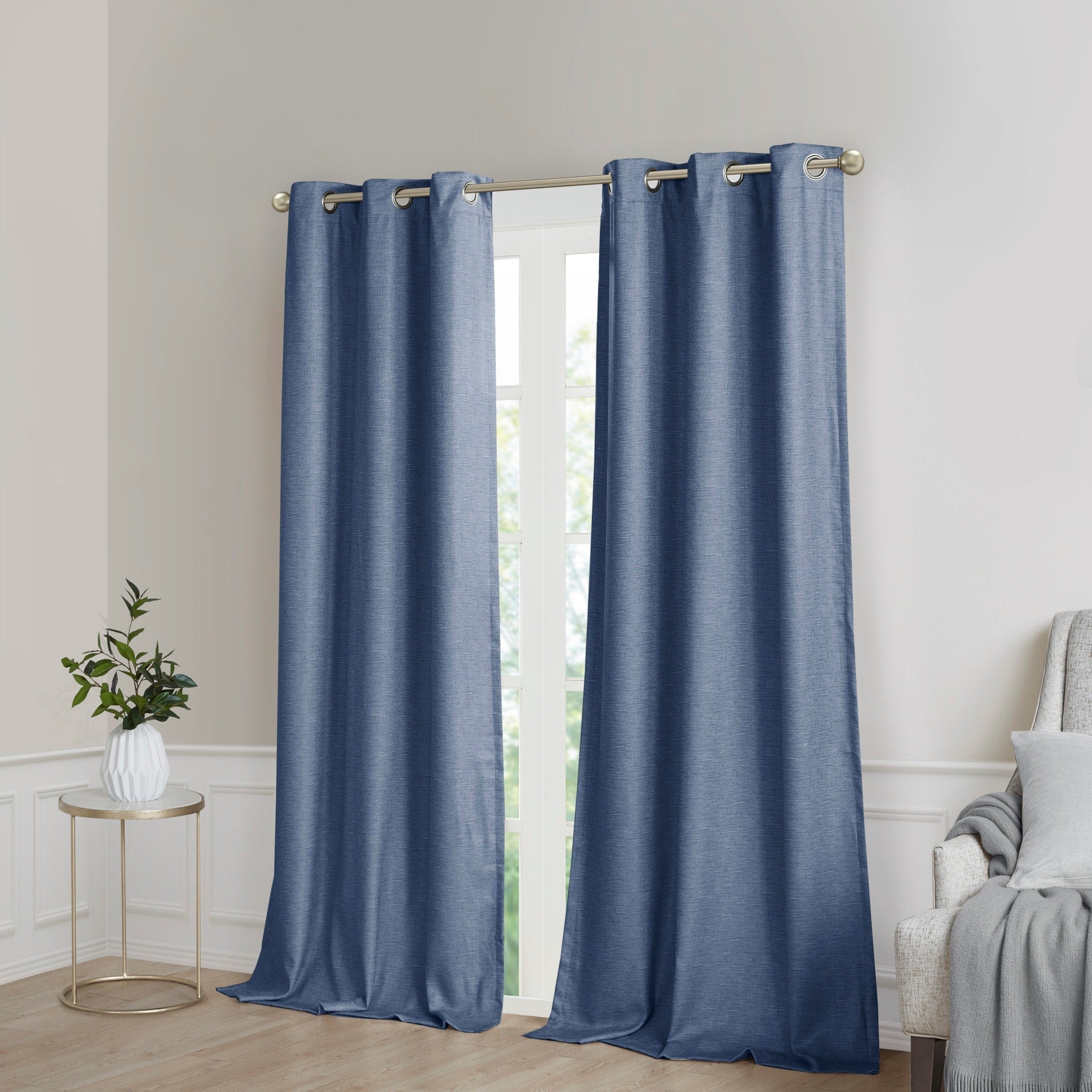 SunSmart Leighton Tonal Printed Faux Silk Total Blackout Curtain Panel Pair