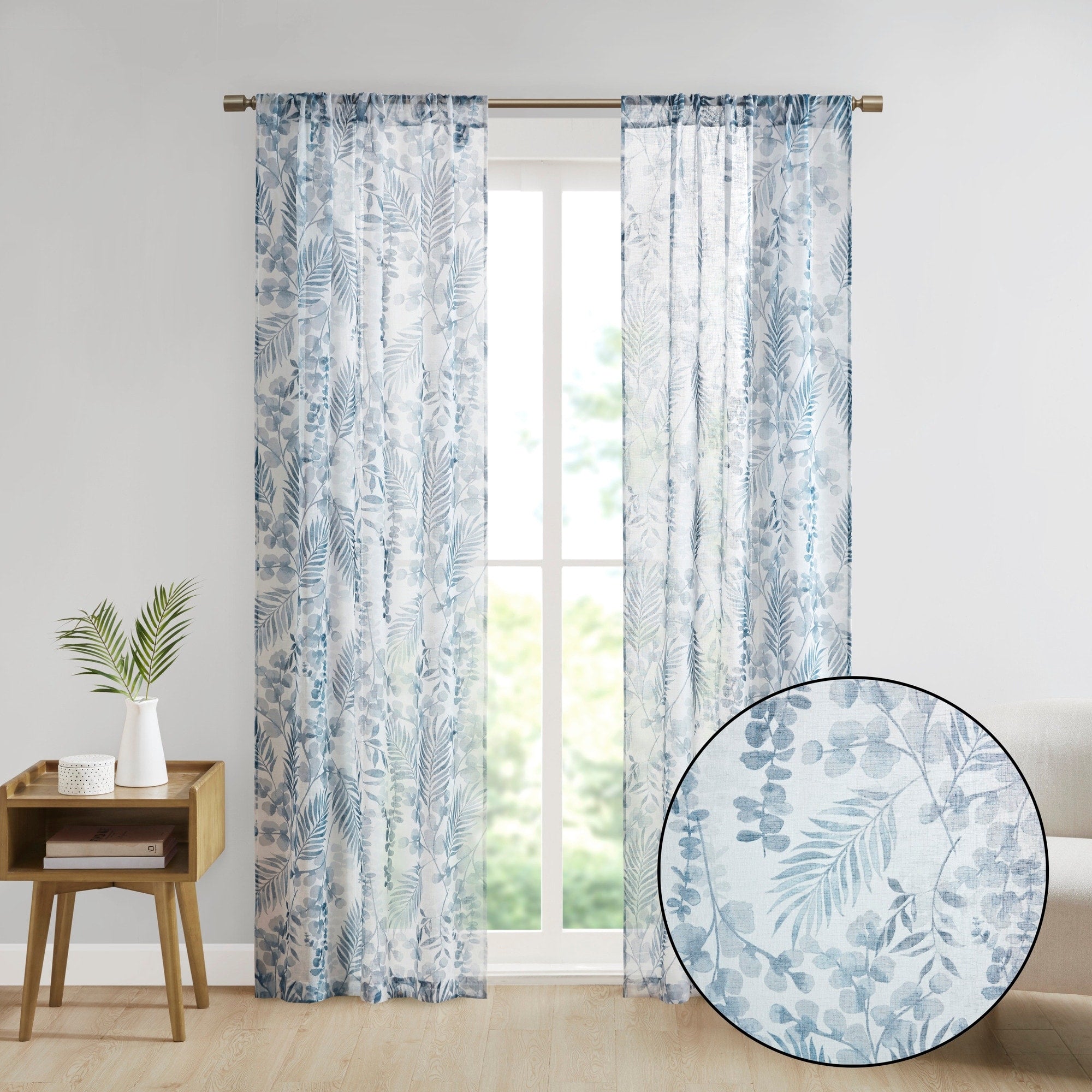 Madison Park Tulia Botanical Printed Texture Sheer Window Curtain Pair