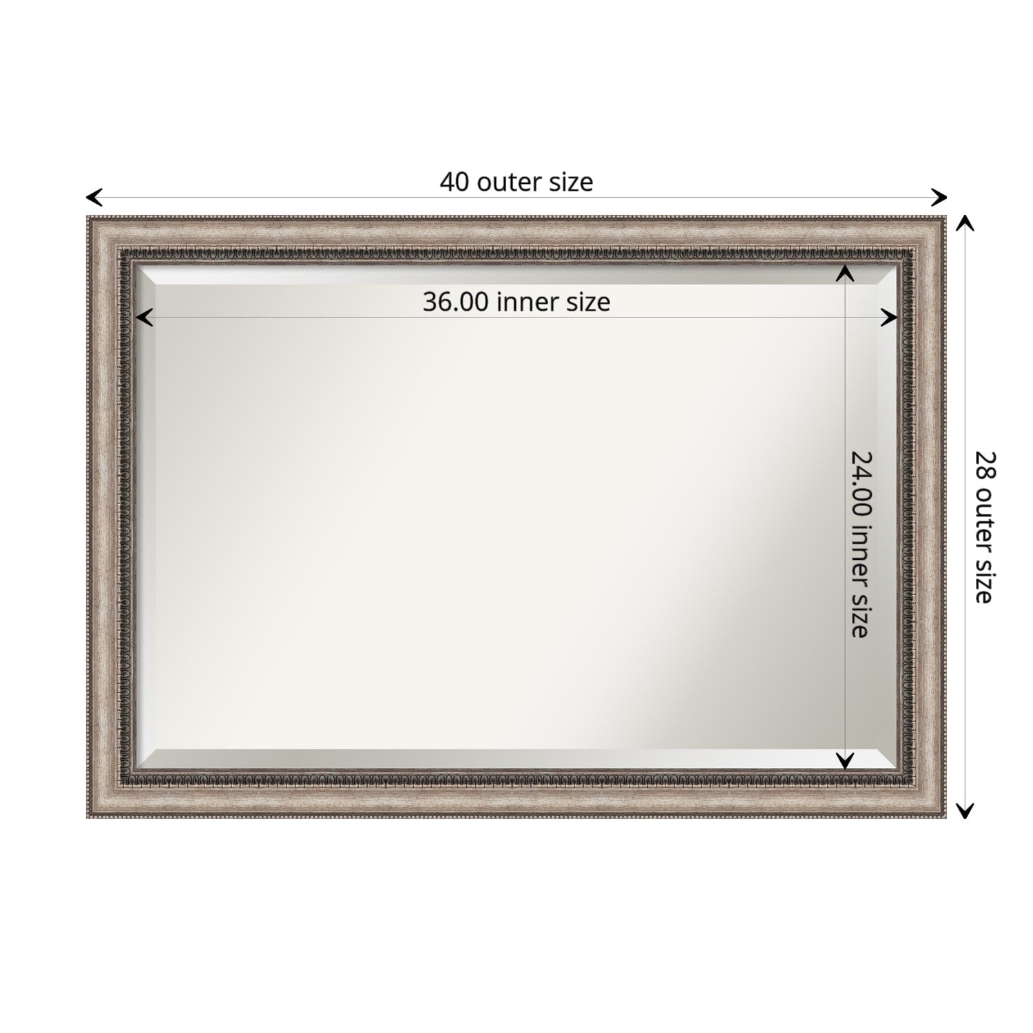 Beveled Bathroom Wall Mirror - Lyla Ornate Silver Frame - Lyla Ornate Silver