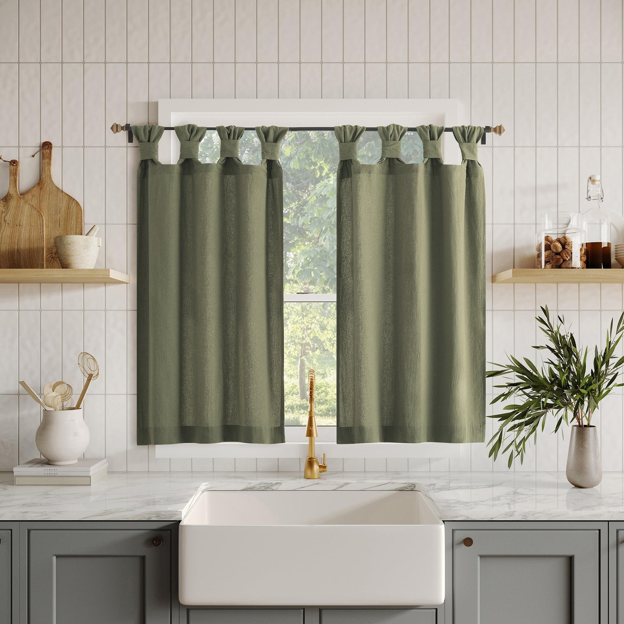 Archaeo Washed Cotton Twist Tab Cafe Curtain Pair