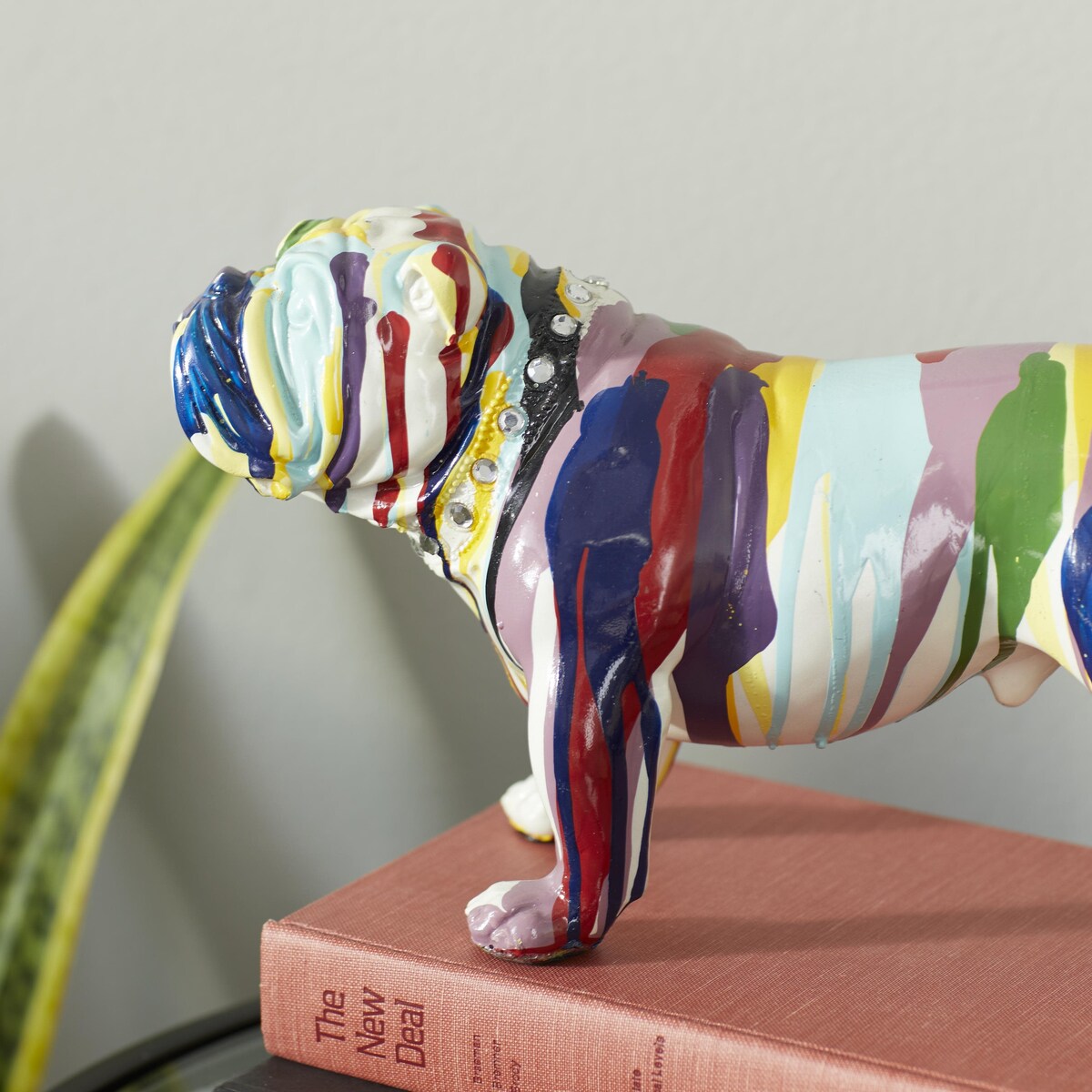 Polystone Bulldog Graffiti Decorative Sculpture - Multi Colored - The Novogratz