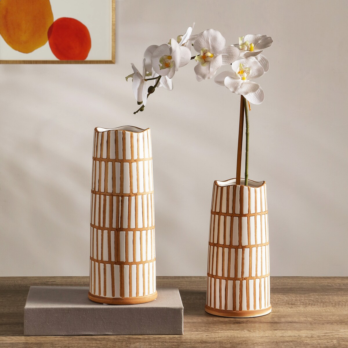 SAFAVIEH Home Kai Ceramic Vase [SET of 2] - 5Wx5Dx12H