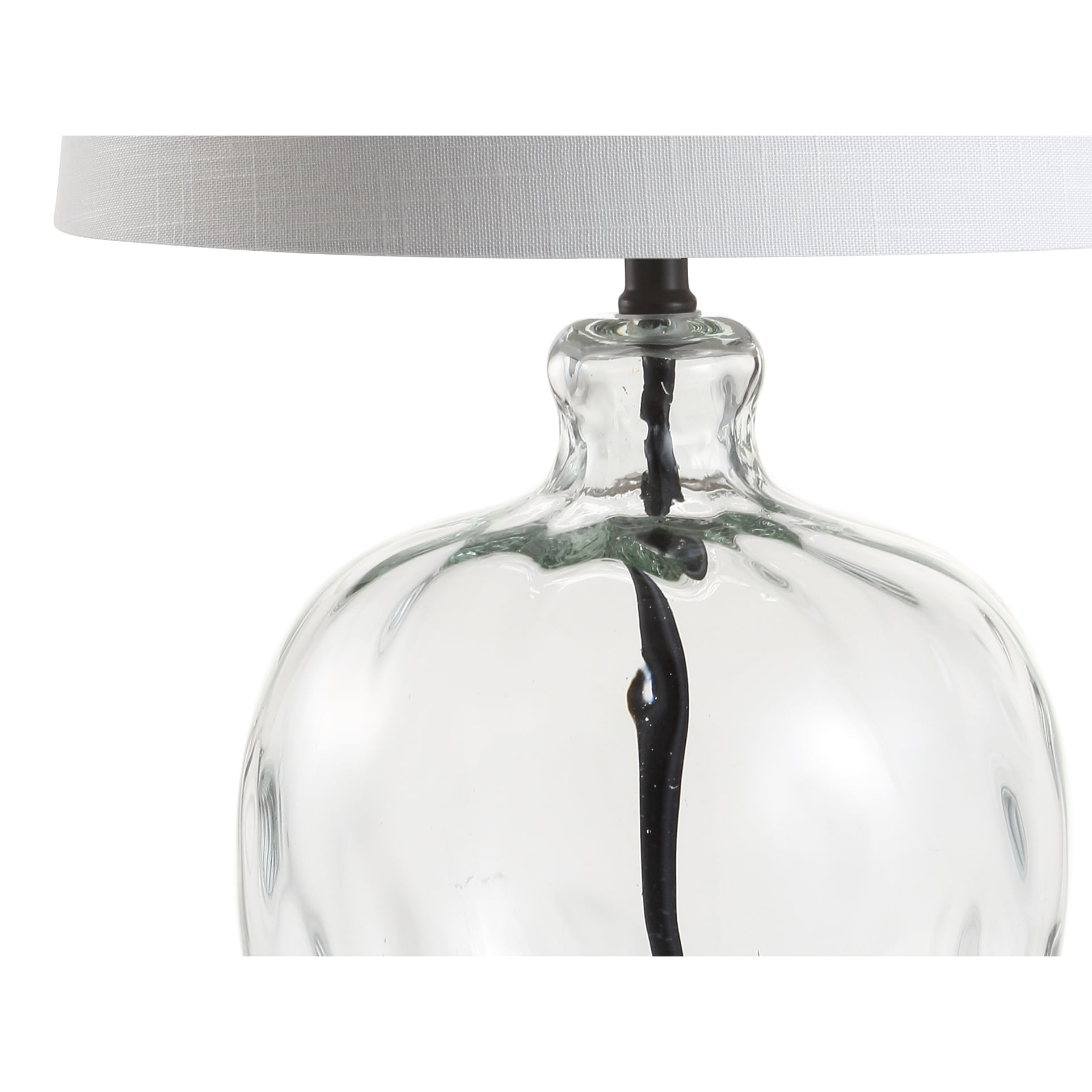 Lavelle 26.5 Glass/Metal LED Table Lamp, Clear/Black by JONATHAN Y