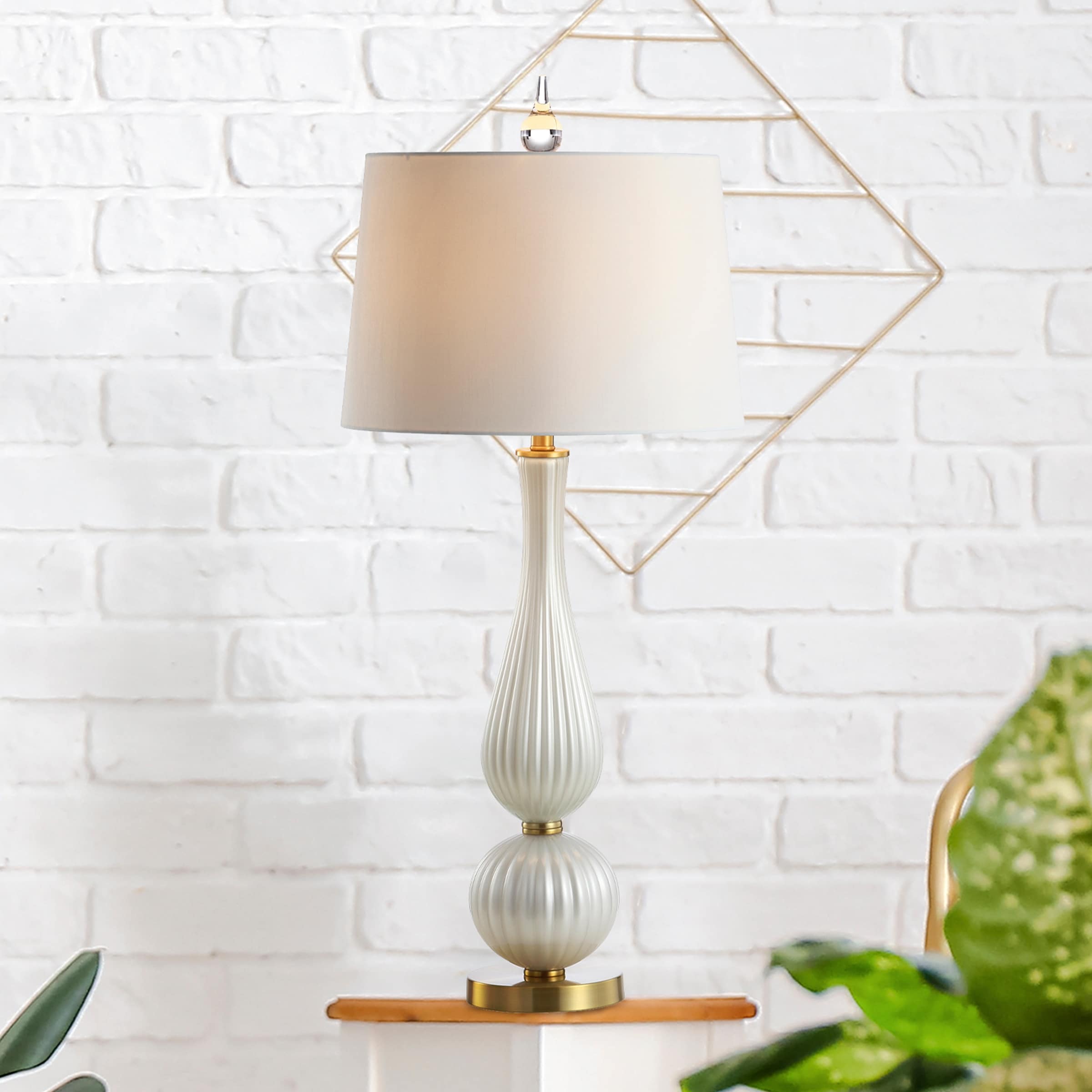 Maddie 33.7 Glass LED Table Lamp, White by JONATHAN Y