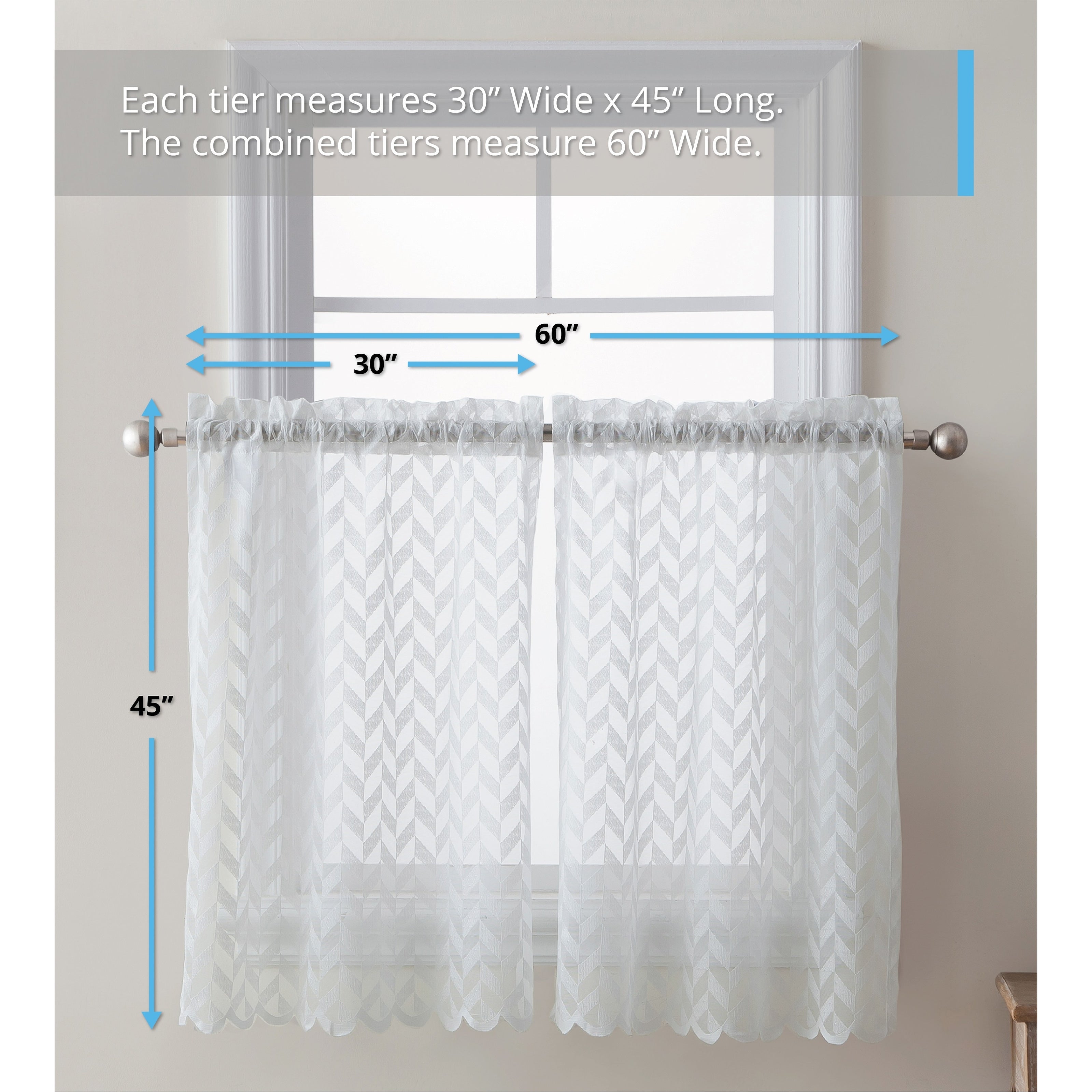 HLC.me Herringbone Lace Sheer Kitchen Cafe Curtain Tiers Swags Valance for Small Windows & Bathroom