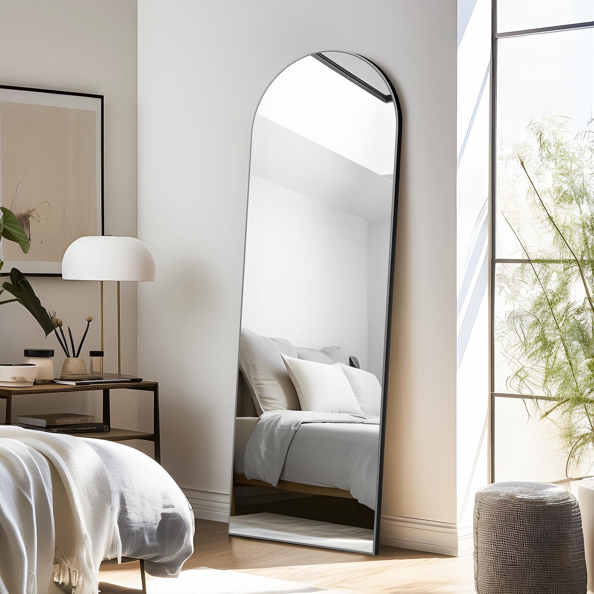 Modern Arched Mirror Full-Length Floor Mirror with Stand